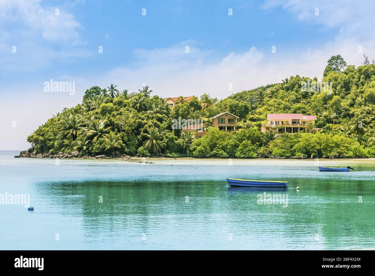 Tropischer Strand auf den Seychellen. Horizontalen Schuss Stockfoto