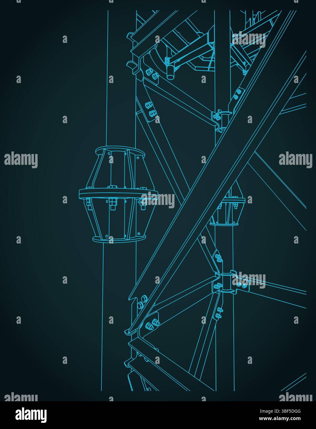 Cell Tower Support Close-up stilisierte Vektor-Illustration Stock Vektor