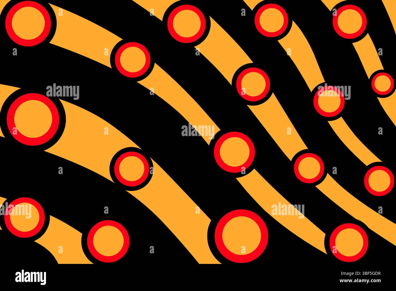 Wellen- und Punktmuster mit wunderschönen Farben, inspiriert von der Schönheit des Bornean Bristlehead Vogels. Vektorabbildung. Perfekt für Tapeten oder Textilien. Stock Vektor