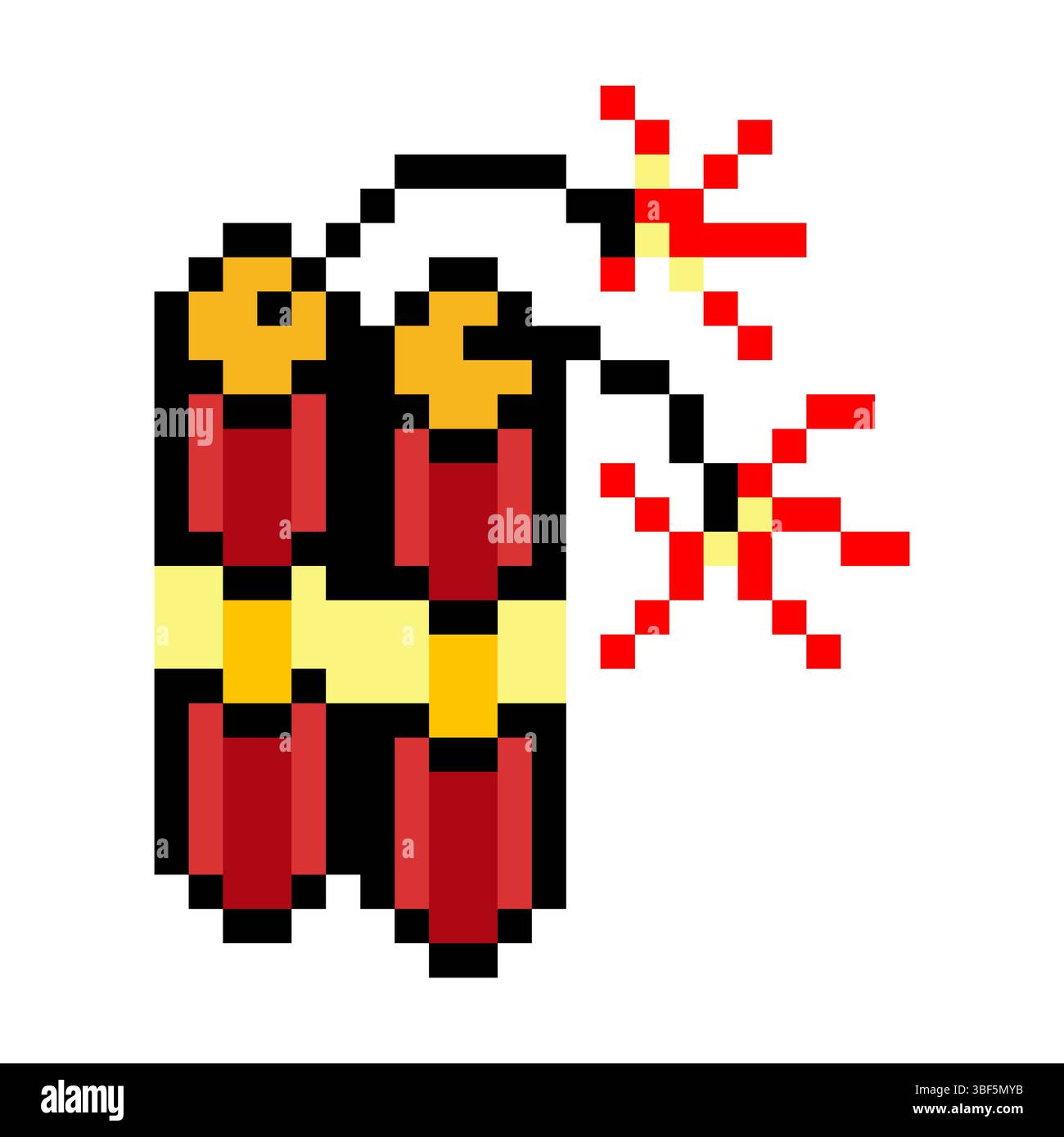 Dynamit-Bombenwaffe im Pixel-Art-Stil Stock Vektor