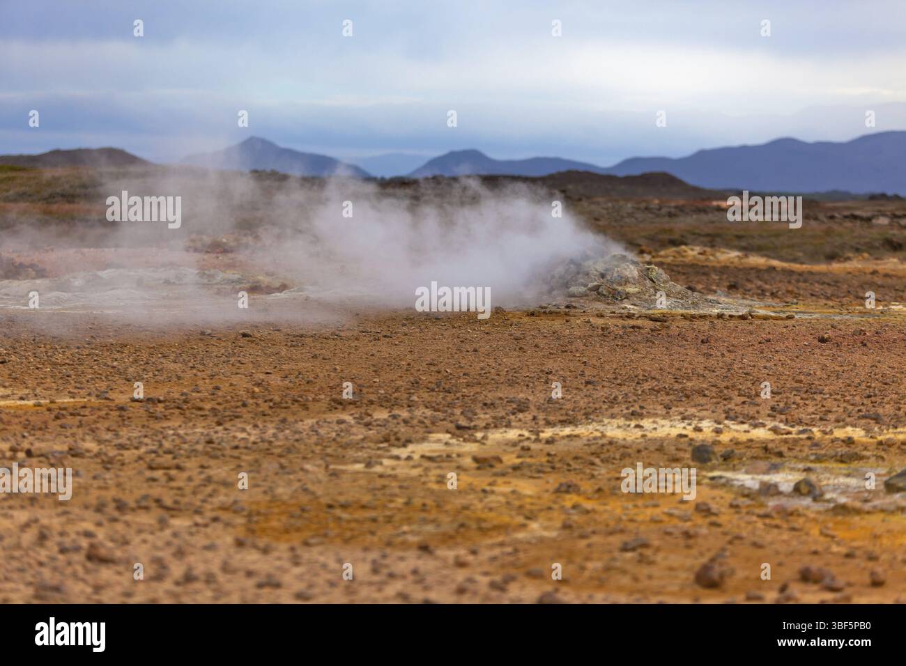Wüste in der geothermischen Gebiet Hverir, Island. Horizontalen Schuss Stockfoto