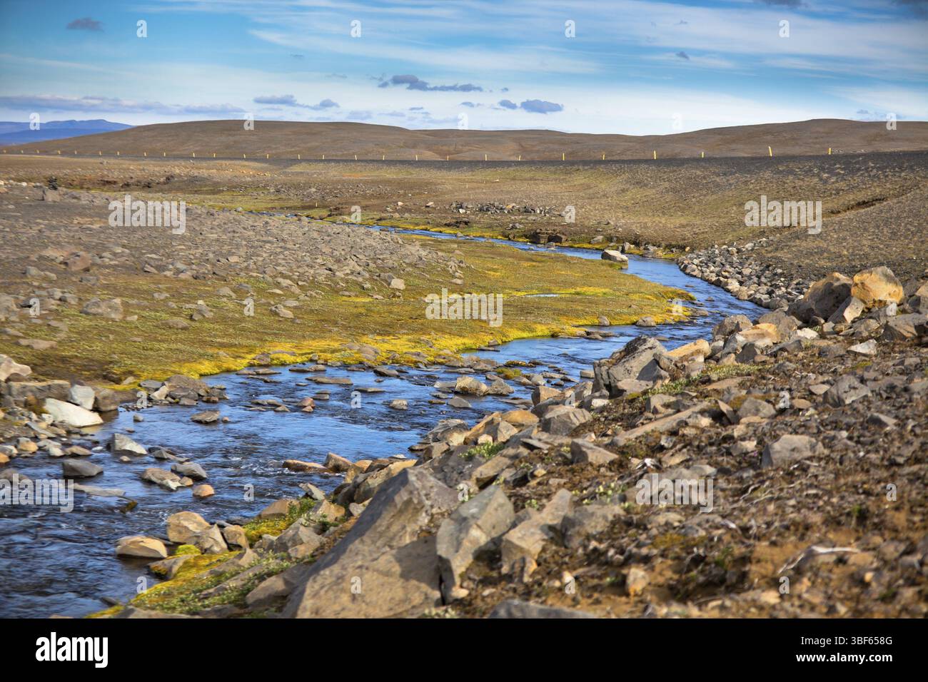 Summer Island Landschaft mit kleinen Fluss Strom. Horizontalen Schuss Stockfoto