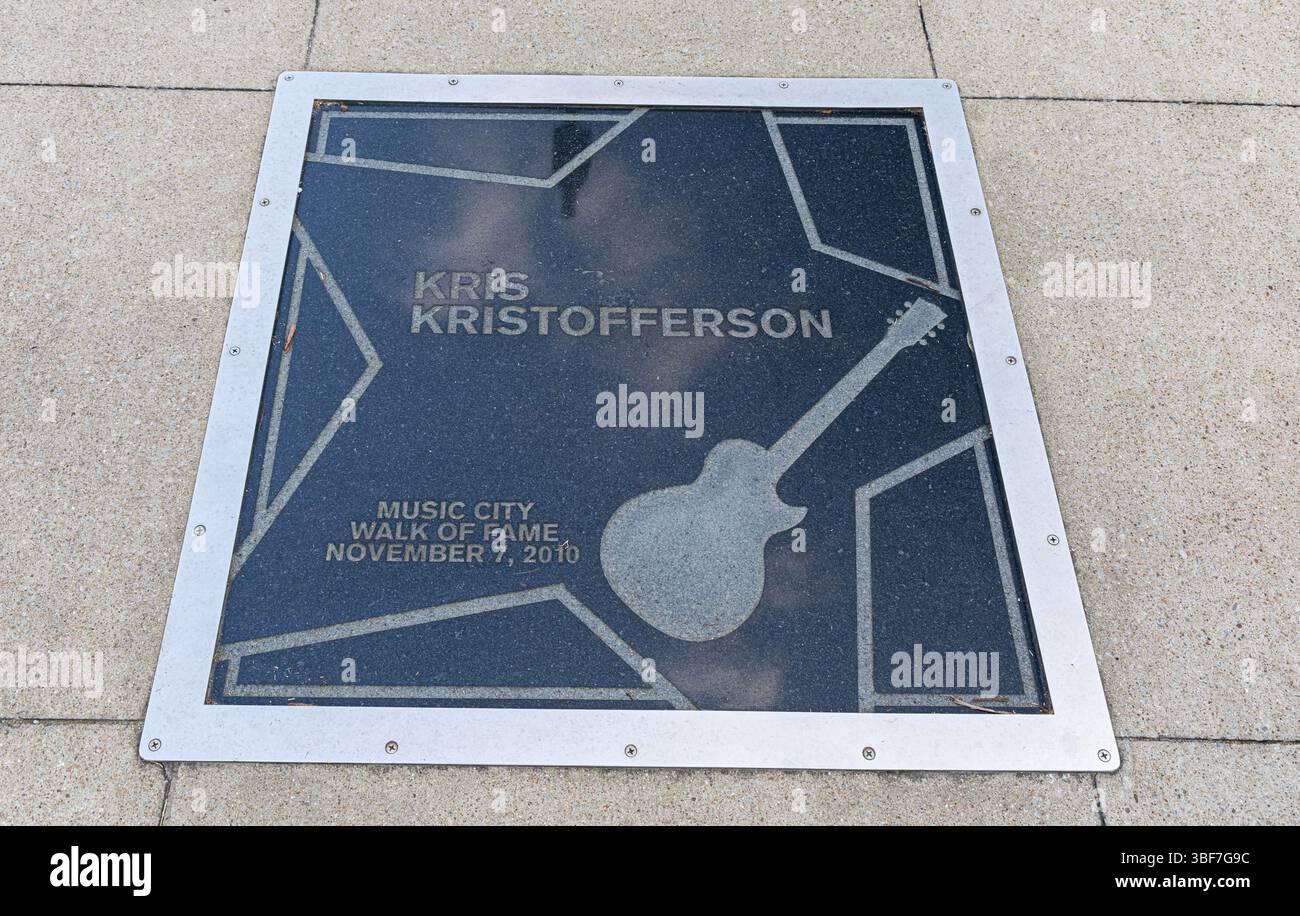 Kris Kristofferson Plakette am Music City Walk of Fame, Nashville, Tennessee, USA Stockfoto