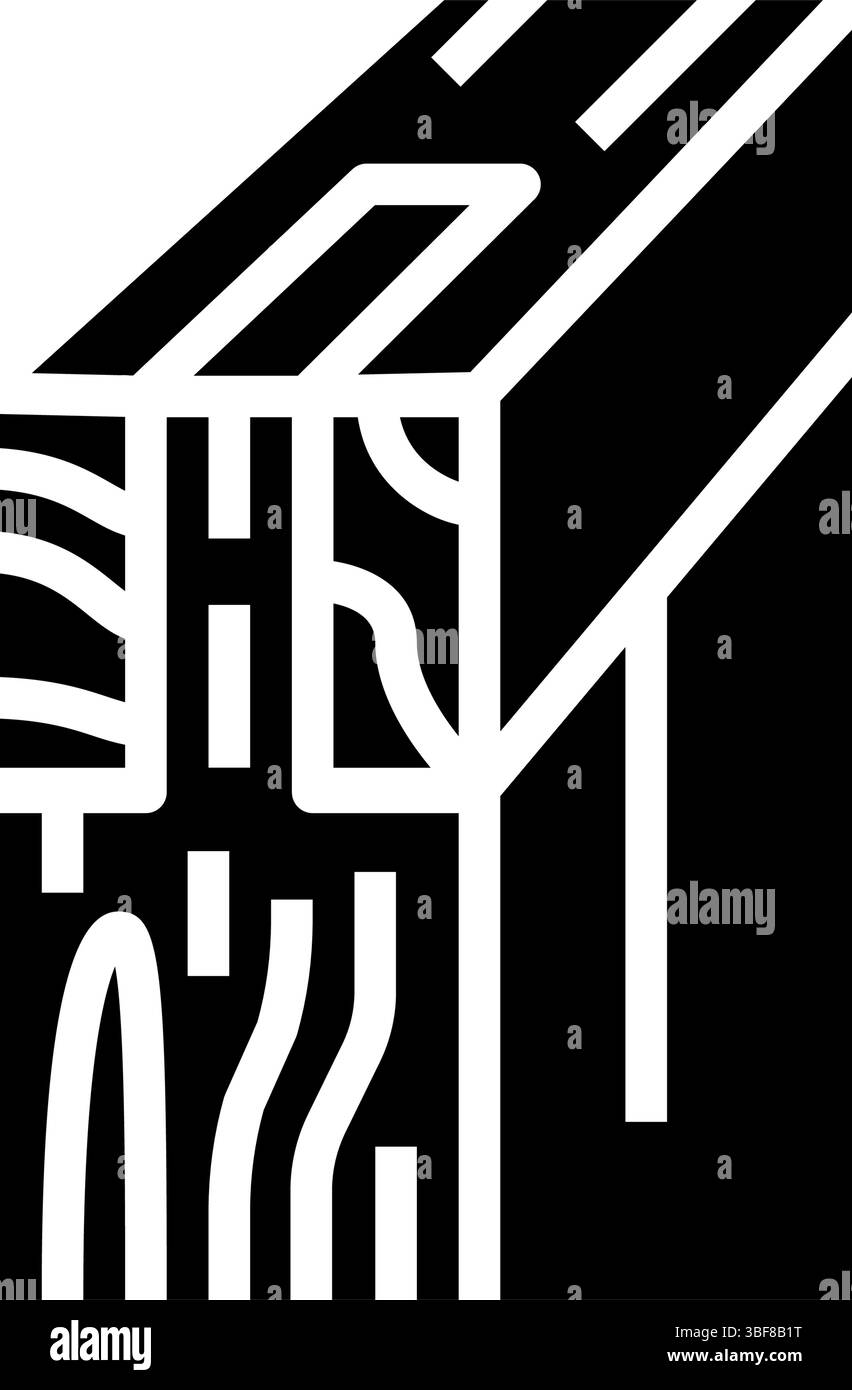 Verbinden von Holzrahmen Haus Glyphe Symbol Vektor Illustration Stock Vektor