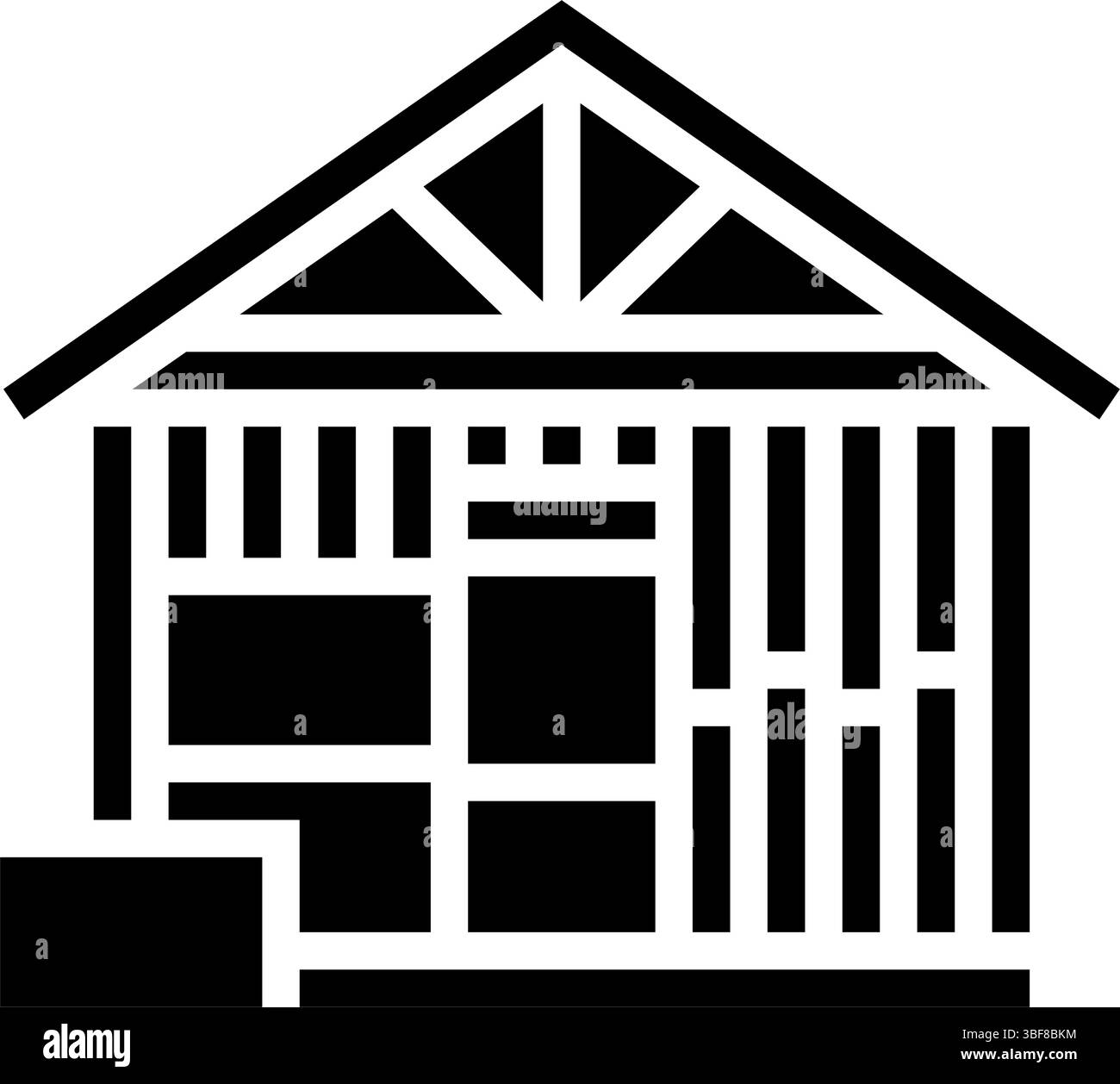 Seitenrahmen Holzrahmen Haus Glyphe Symbol Vektor Illustration Stock Vektor