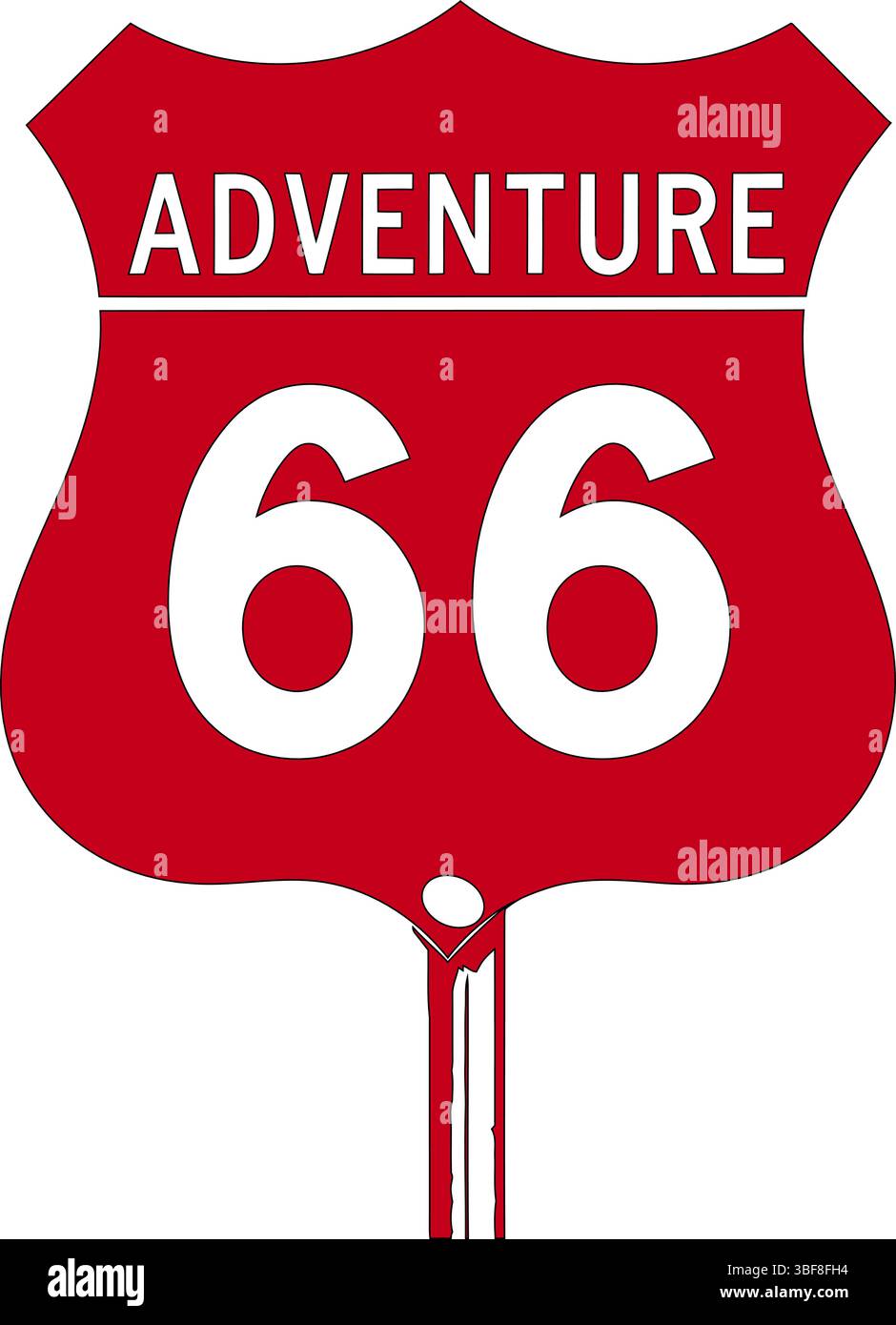 Adventure Route 66 Straßenschild - Klassisches Reisesymbol Vektor Stock Vektor
