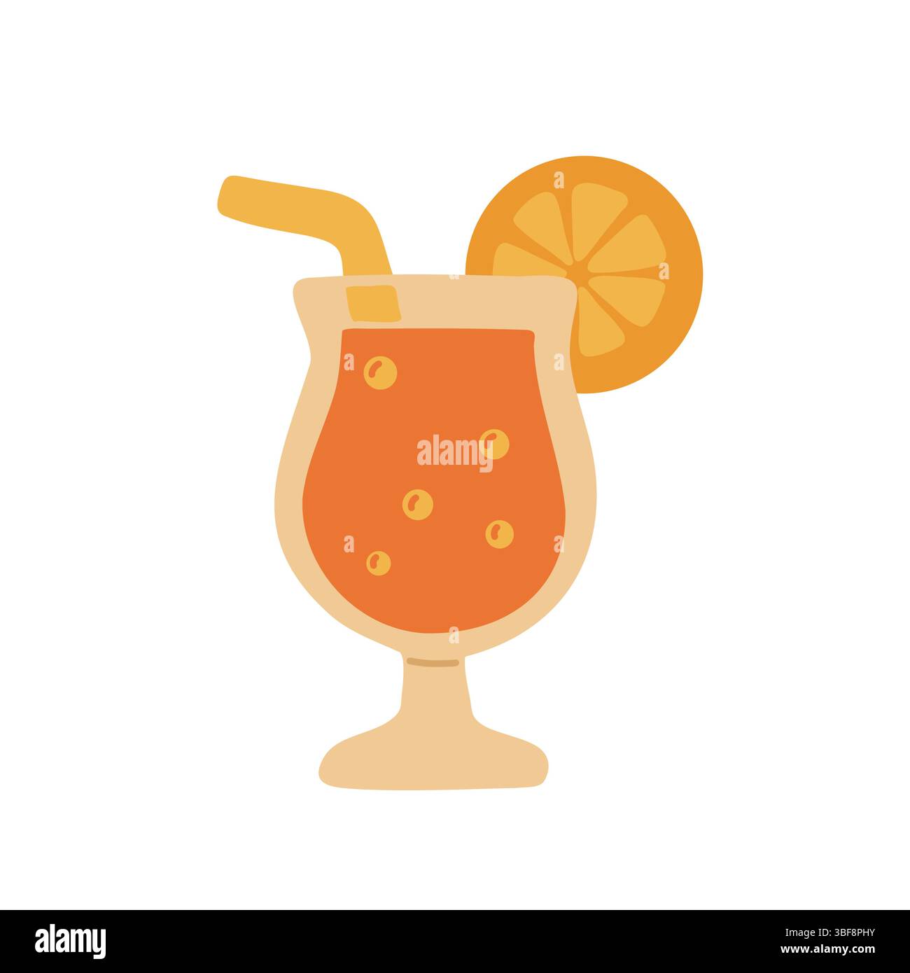 Lebendige Vektor-Illustration eines orangen Cocktails, perfekt für Sommerdesigns, tropische Themen und erfrischende Partyeinladungen. Ideal zum Essen und Stock Vektor