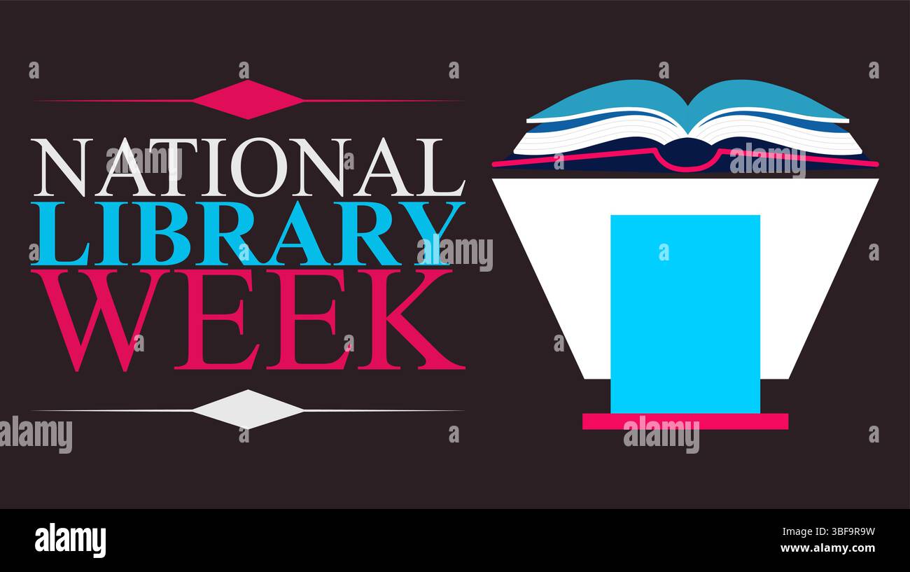 Entdecken, lernen und wachsen mit Bibliotheken, National Library Week Stock Vektor