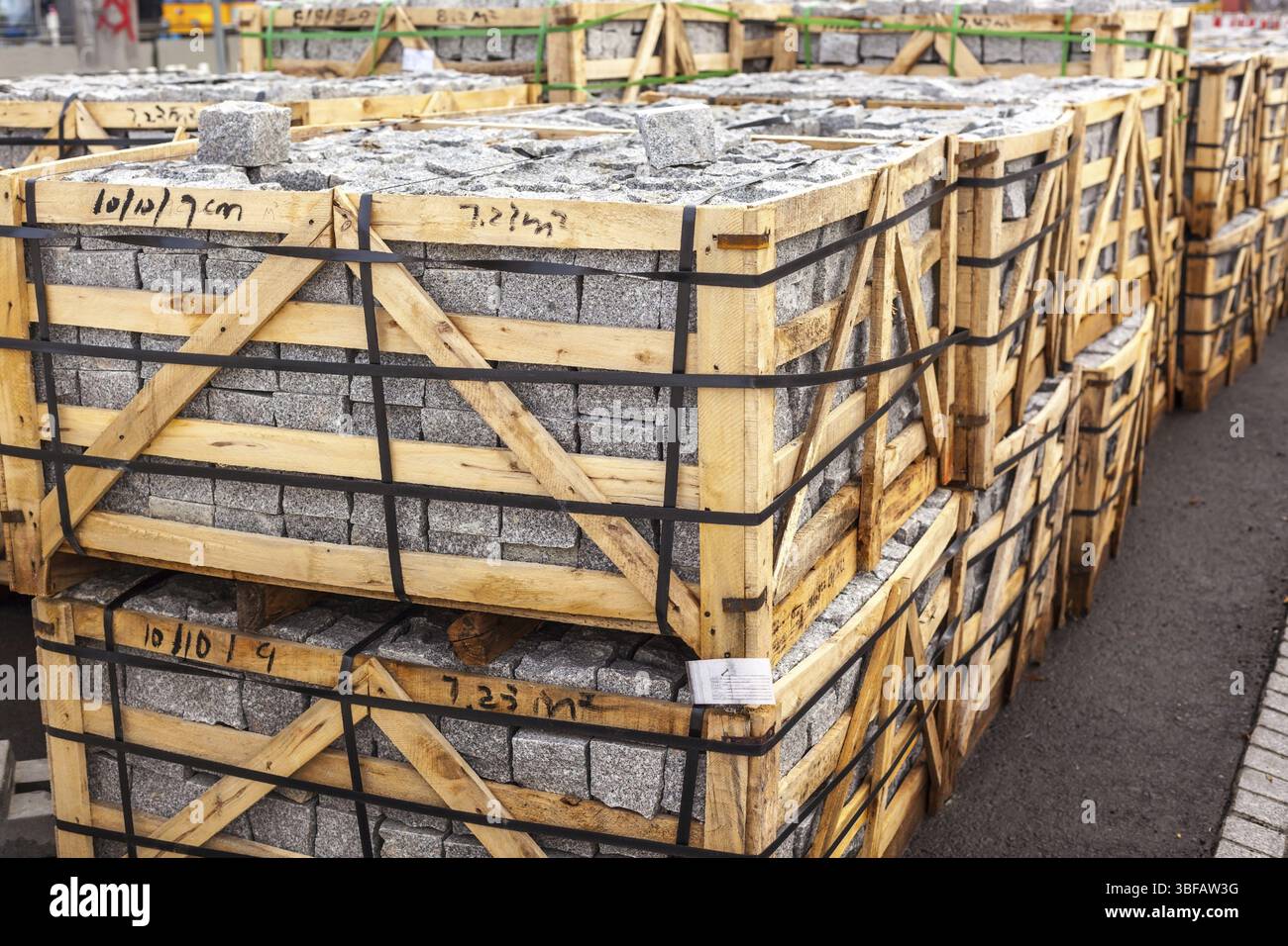 Straße Pflaster Pflastersteine Nahaufnahme. Horizontalen Schuss Stockfoto
