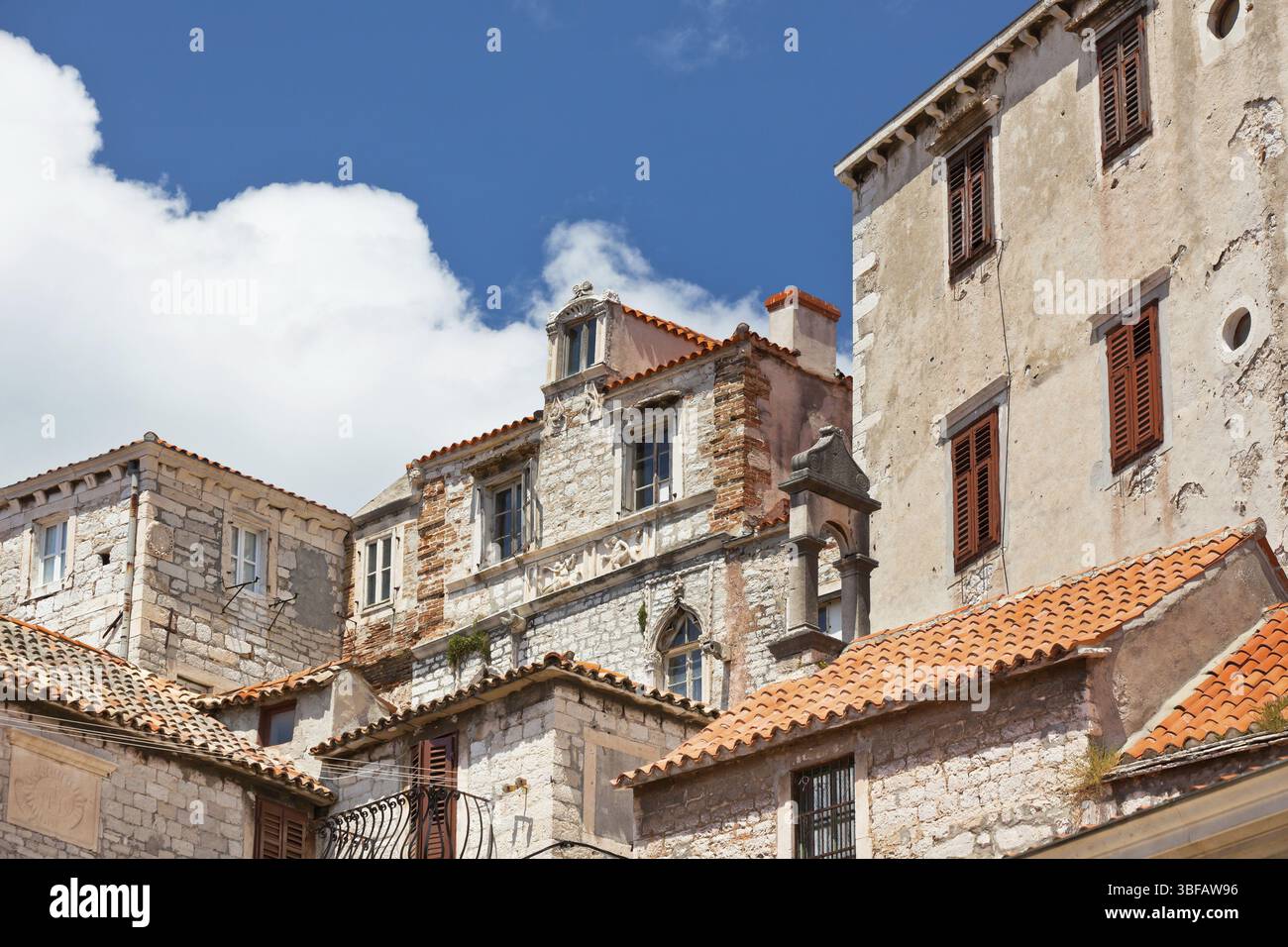 Alte Steinhäuser von Sibenik, Kroatien. Horizontalen Schuss Stockfoto