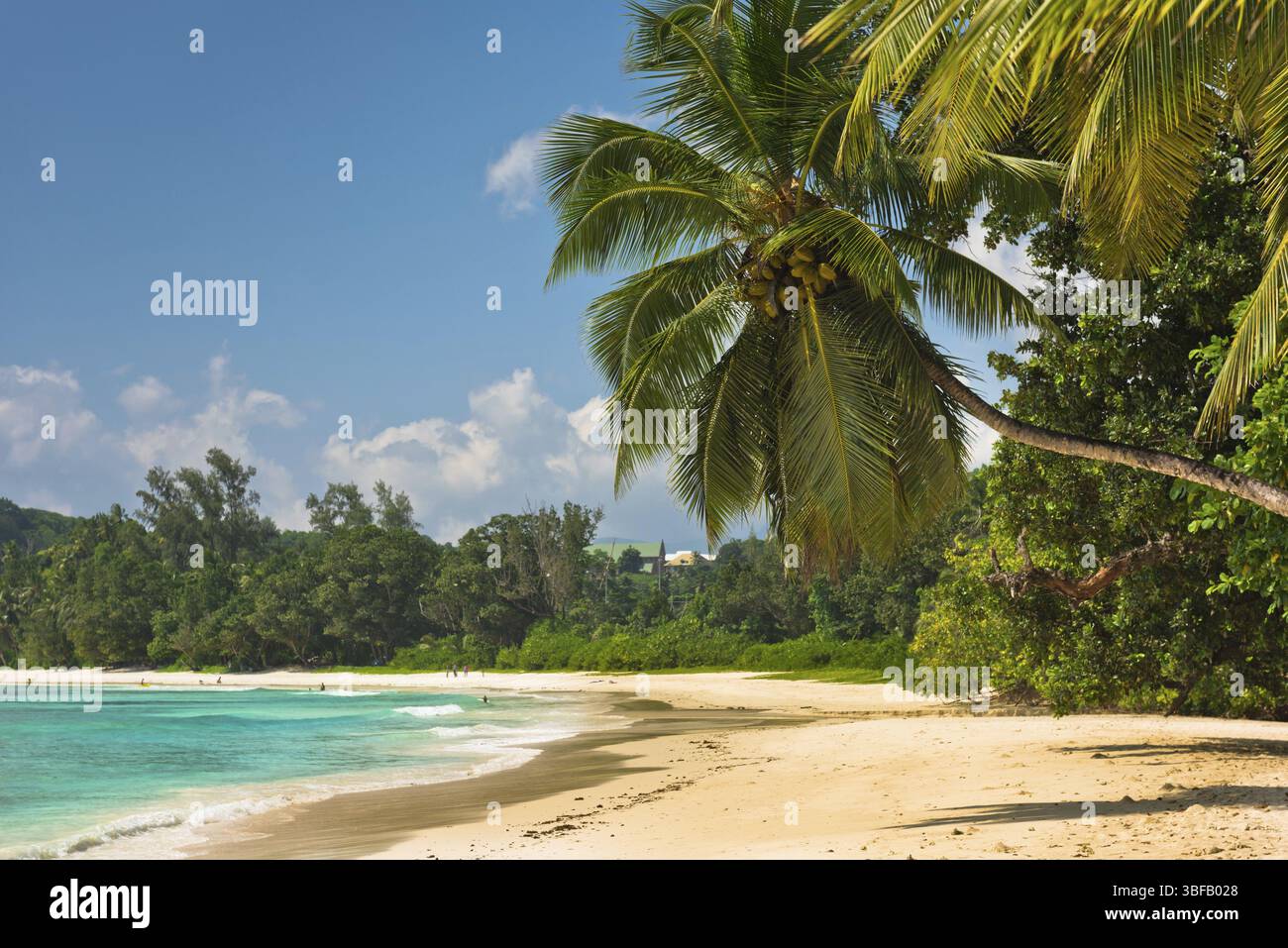 Tropischer Strand auf Mahe Island Seychellen. Horizontalen Schuss Stockfoto