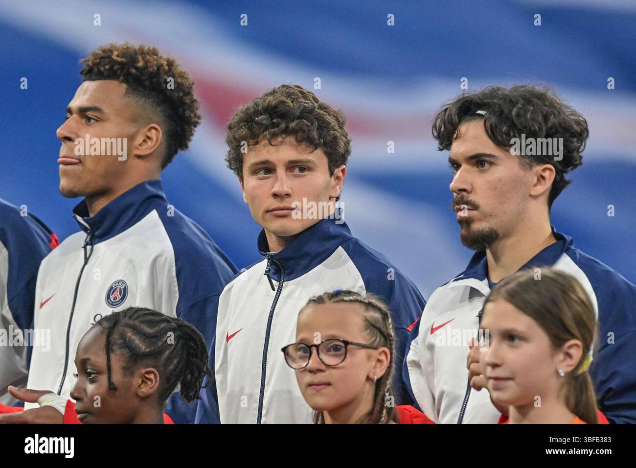 Die Spieler von Paris SG während des Spiels im Finale - Paris Saint-Germain FC gegen Inter - Internazionale, UEFA Champions League Fußball Spiel in München, Deutschland, Mai 31 2025 Stockfoto