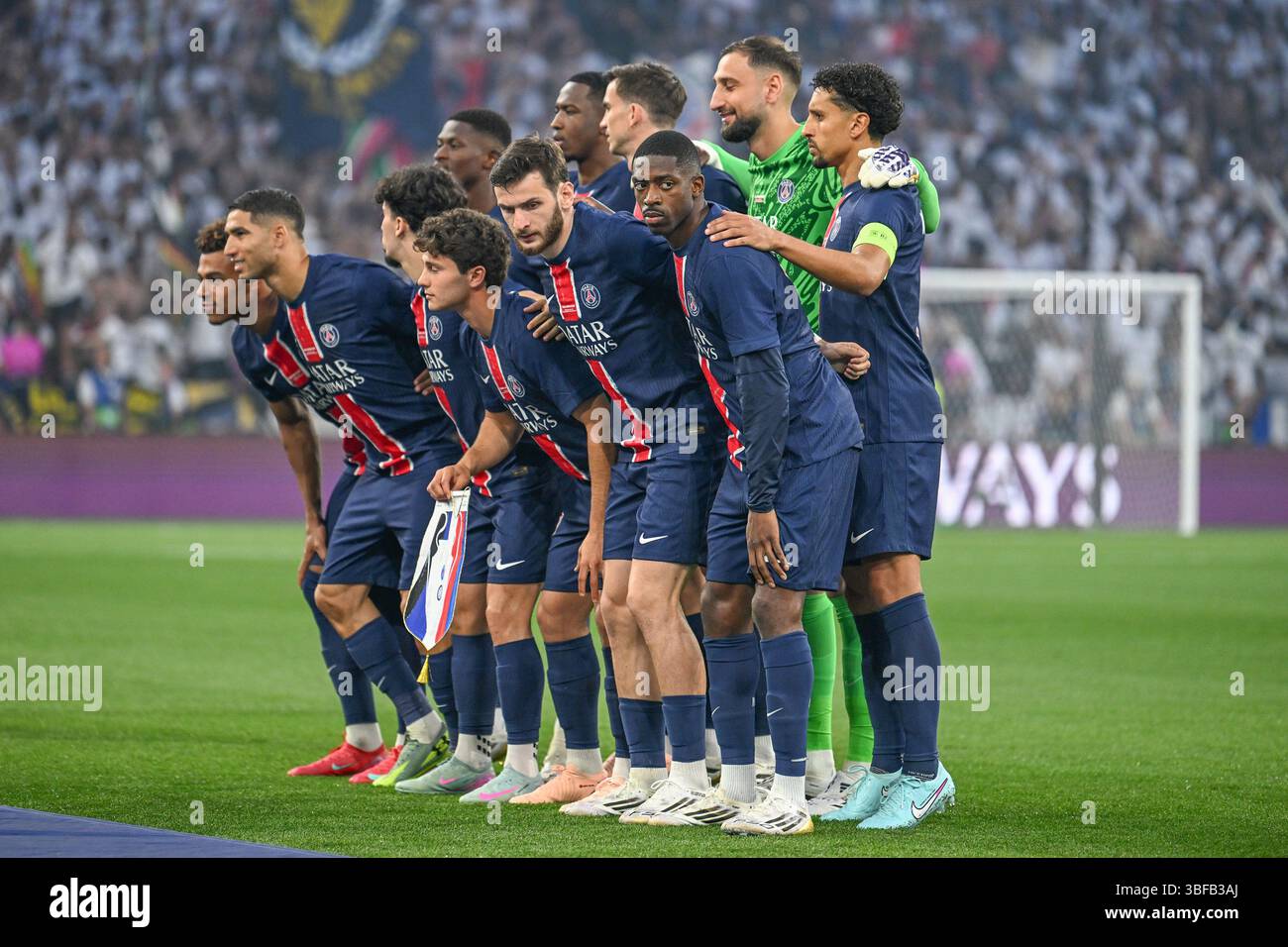 Die Spieler von Paris SG, die während des Spiels im Finale - Paris Saint-Germain FC gegen Inter - Internazionale, UEFA Champions League Fußball Spiel in München, Deutschland, im Mai 31 2025 zu sehen waren Stockfoto