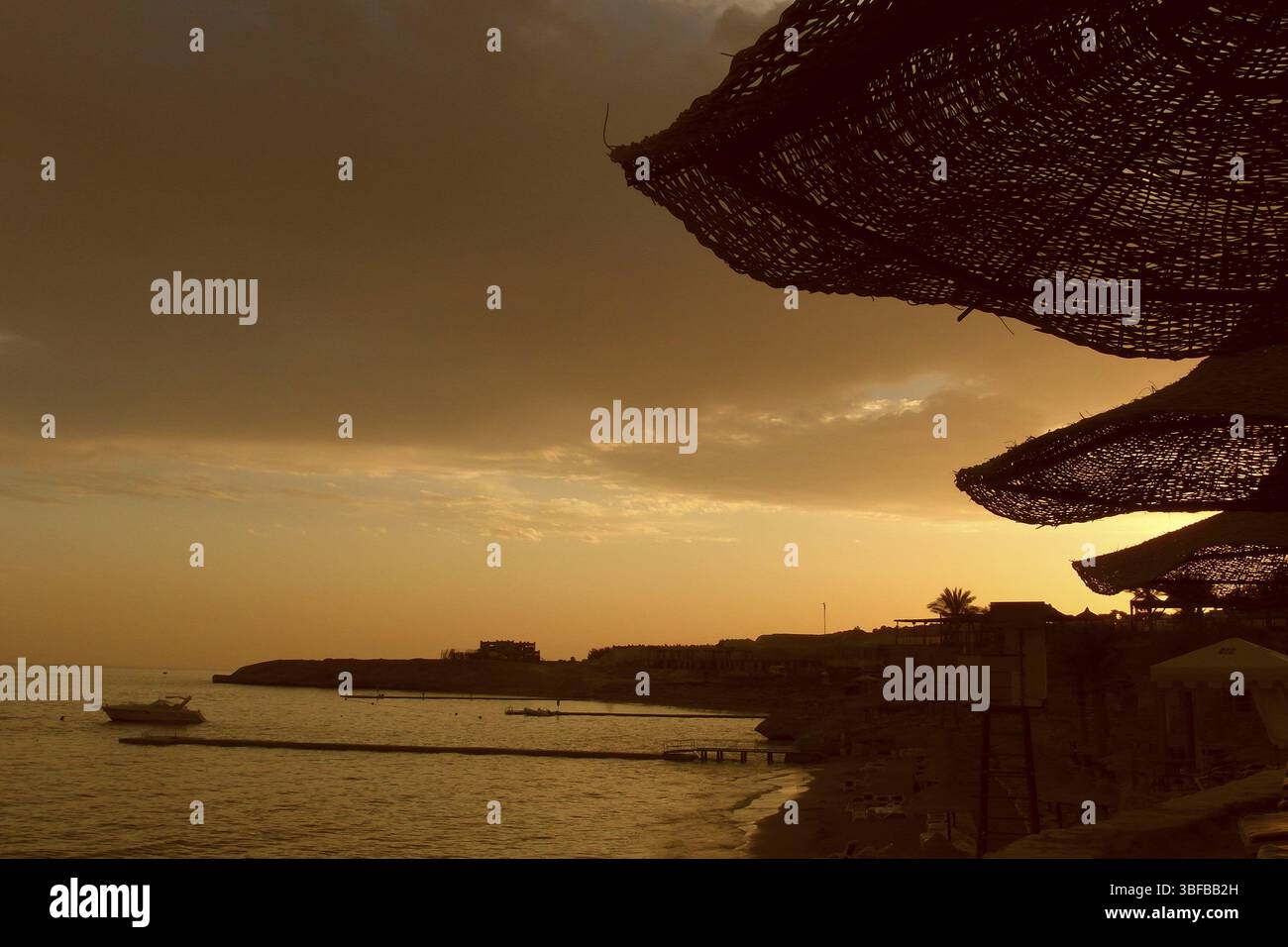 Sharks Bay bei Sonnenuntergang Stockfoto