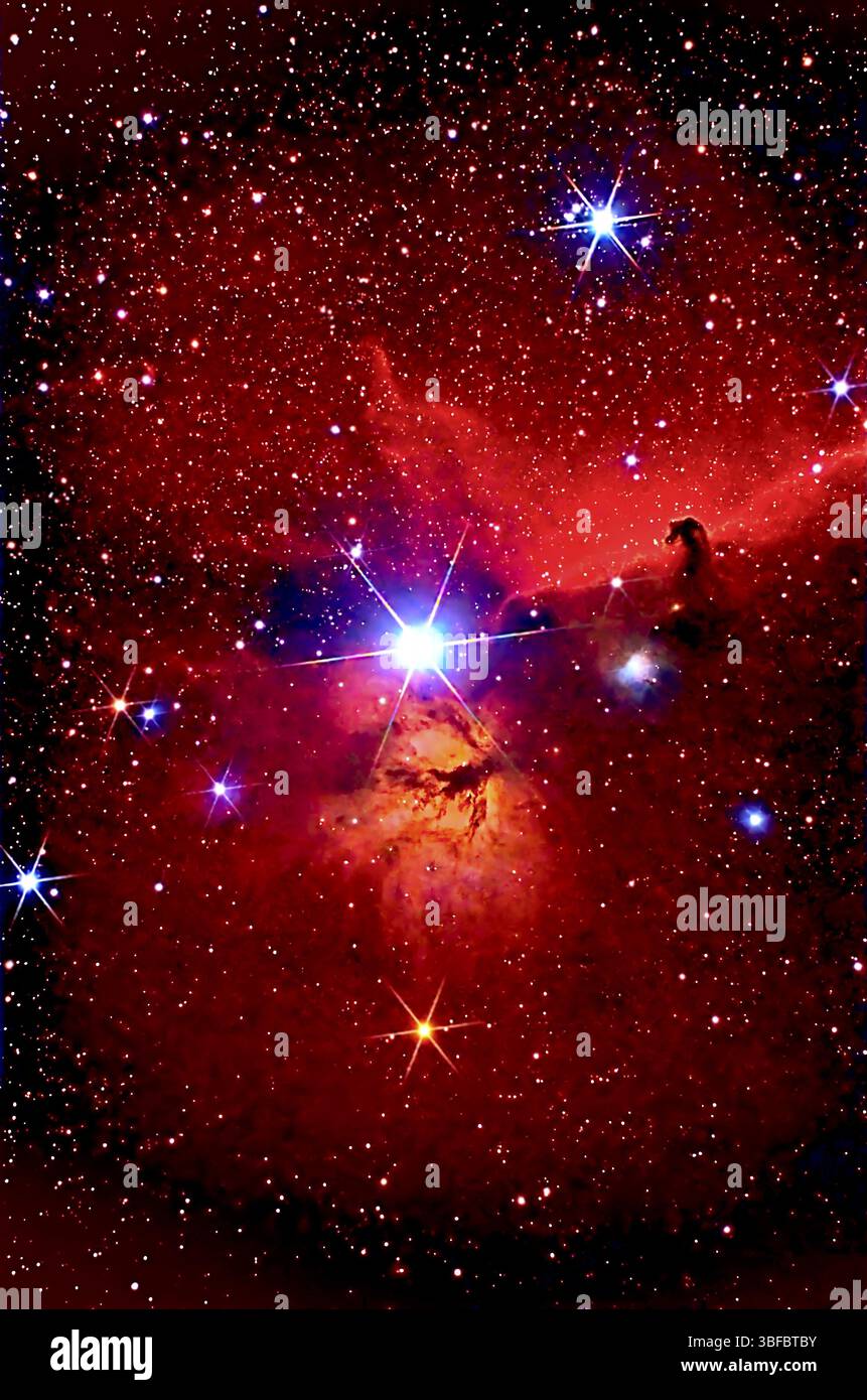 Pferdekopfnebel in Orion - B 33 - (Oriongürtel - Barnard 33 - Star Alnitak) Stockfoto