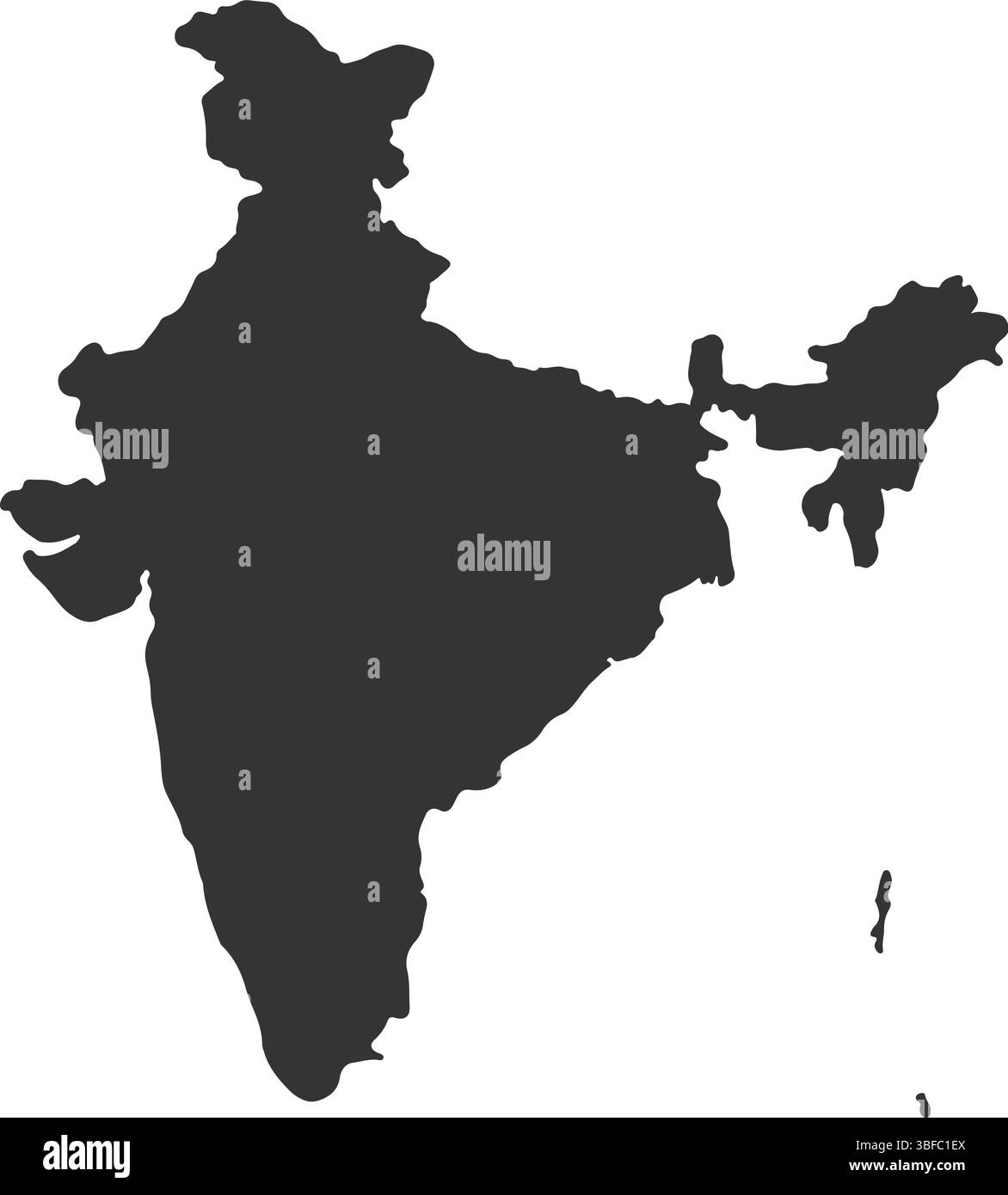 Indien Karte Silhouette – Vektor Design Illustration für Geographie und Reise Projekte Stock Vektor