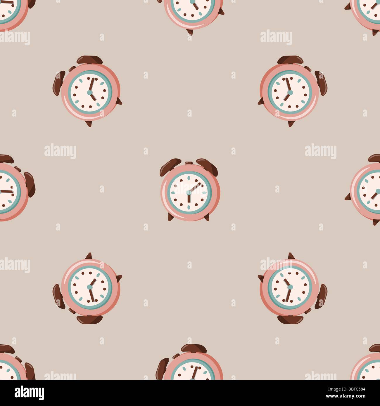 Retro-Wecker-Muster in Pastellfarben Stock Vektor