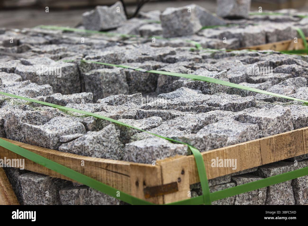 Straße Pflaster Pflastersteine Nahaufnahme. Horizontalen Schuss Stockfoto