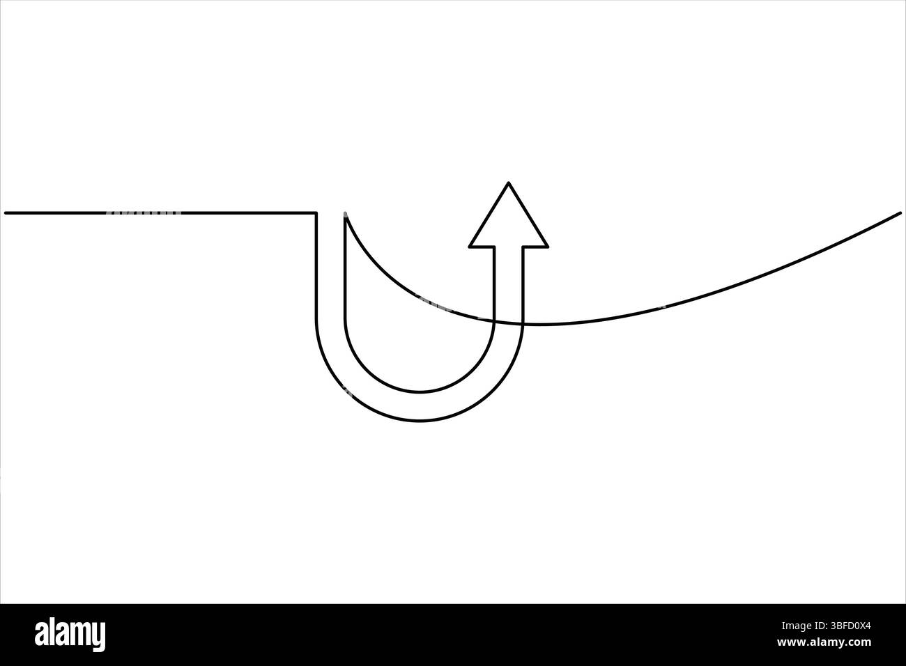 Durchgehende einzeilige Zeichnung von Pfeilen. Vektorabbildung des Pfeilsymbols „Line Art“ Stock Vektor