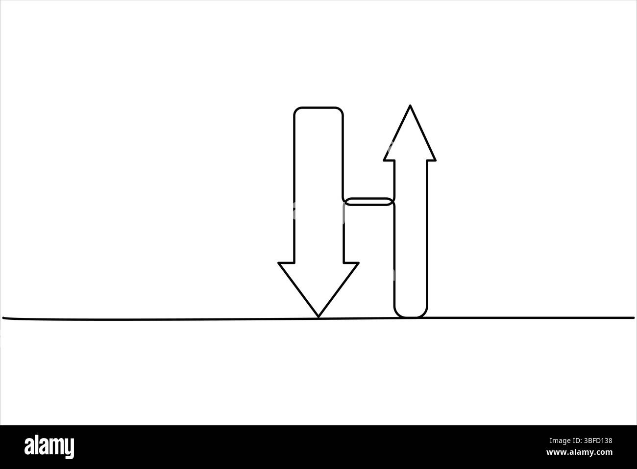 Durchgehende einzeilige Zeichnung von Pfeilen. Vektorabbildung des Pfeilsymbols „Line Art“ Stock Vektor