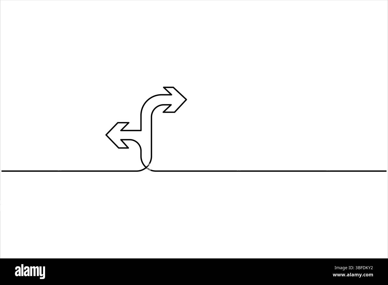 Eine einzeilige Zeichnung des Pfeilsymbols durchgehende einzeilige Grafik Pfeildesign Vektor-Illustration Stock Vektor