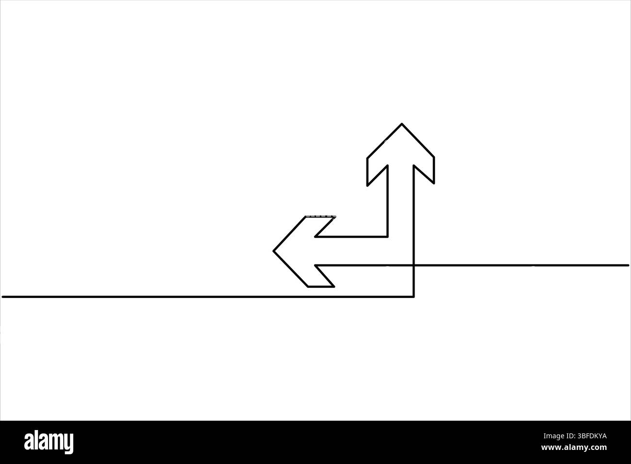 Eine einzeilige Zeichnung des Pfeilsymbols durchgehende einzeilige Grafik Pfeildesign Vektor-Illustration Stock Vektor