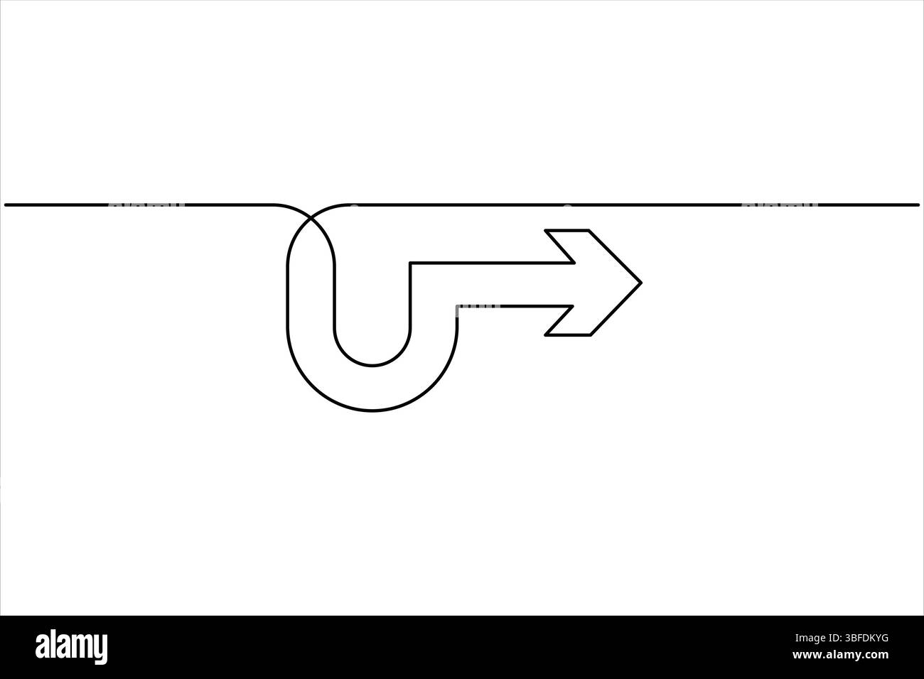 Eine einzeilige Zeichnung des Pfeilsymbols durchgehende einzeilige Grafik Pfeildesign Vektor-Illustration Stock Vektor