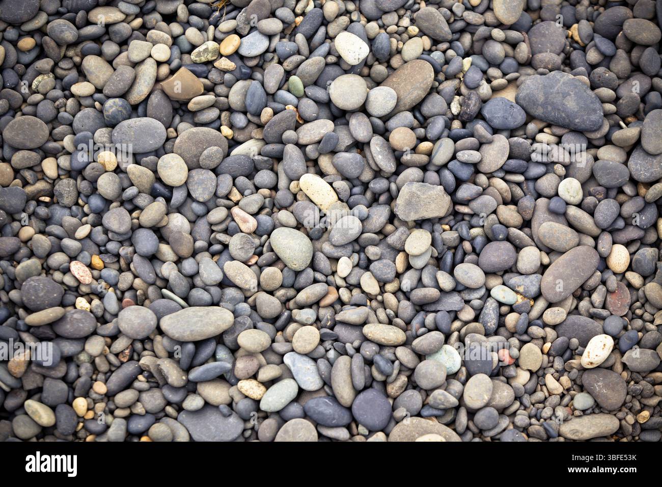 Isländisch-Strand Kieselsteine Hintergrund. Horizontalen Schuss Stockfoto