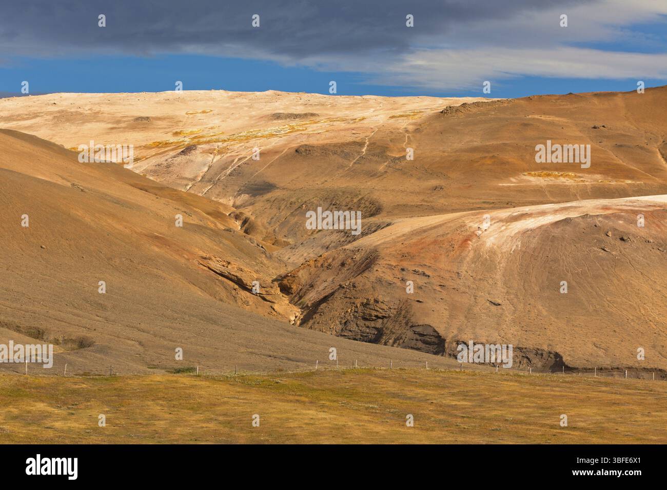 Island Berge Landschaft. Hverir Schwefelsäure Federn. Horizontalen Schuss Stockfoto