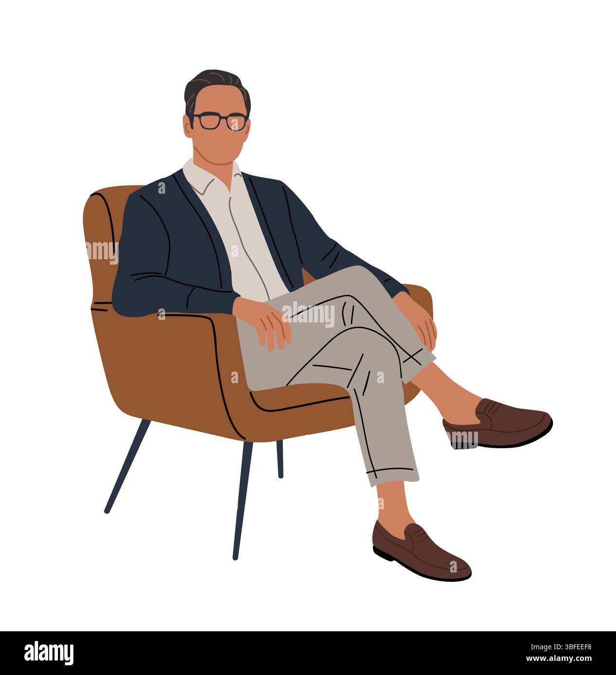 Reifer Mann in lässiger Kleidung, der im Sessel sitzt Stock Vektor