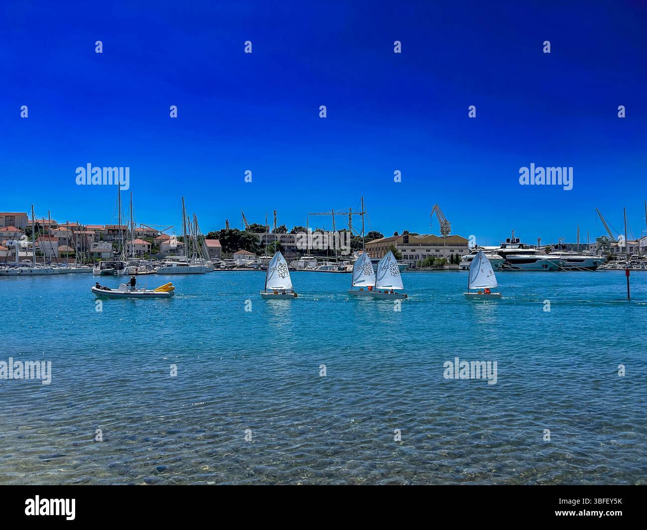 Split, Kroatien, Panoramablick, Boote, Trogir, Adria Stockfoto