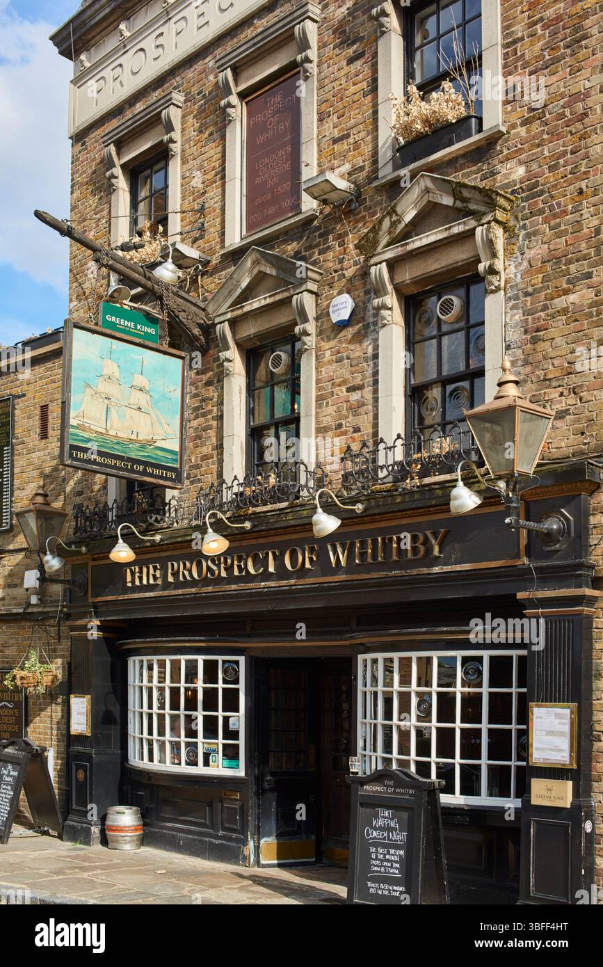Das historische Prospect of Whitby Public House in Wapping, East London, Großbritannien Stockfoto