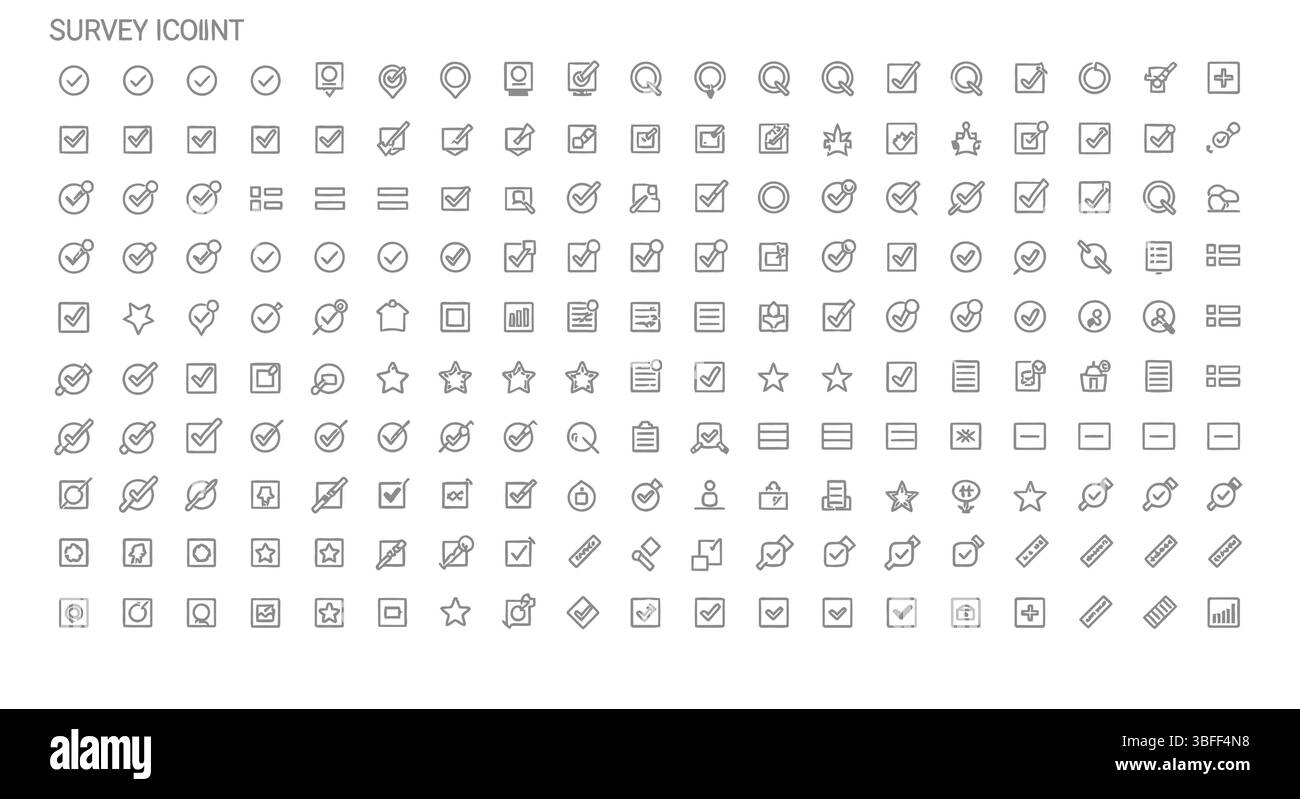 Satz von Vektorsymbolen für lineare Übersichtsmessung, Symbolblatt. Stock Vektor