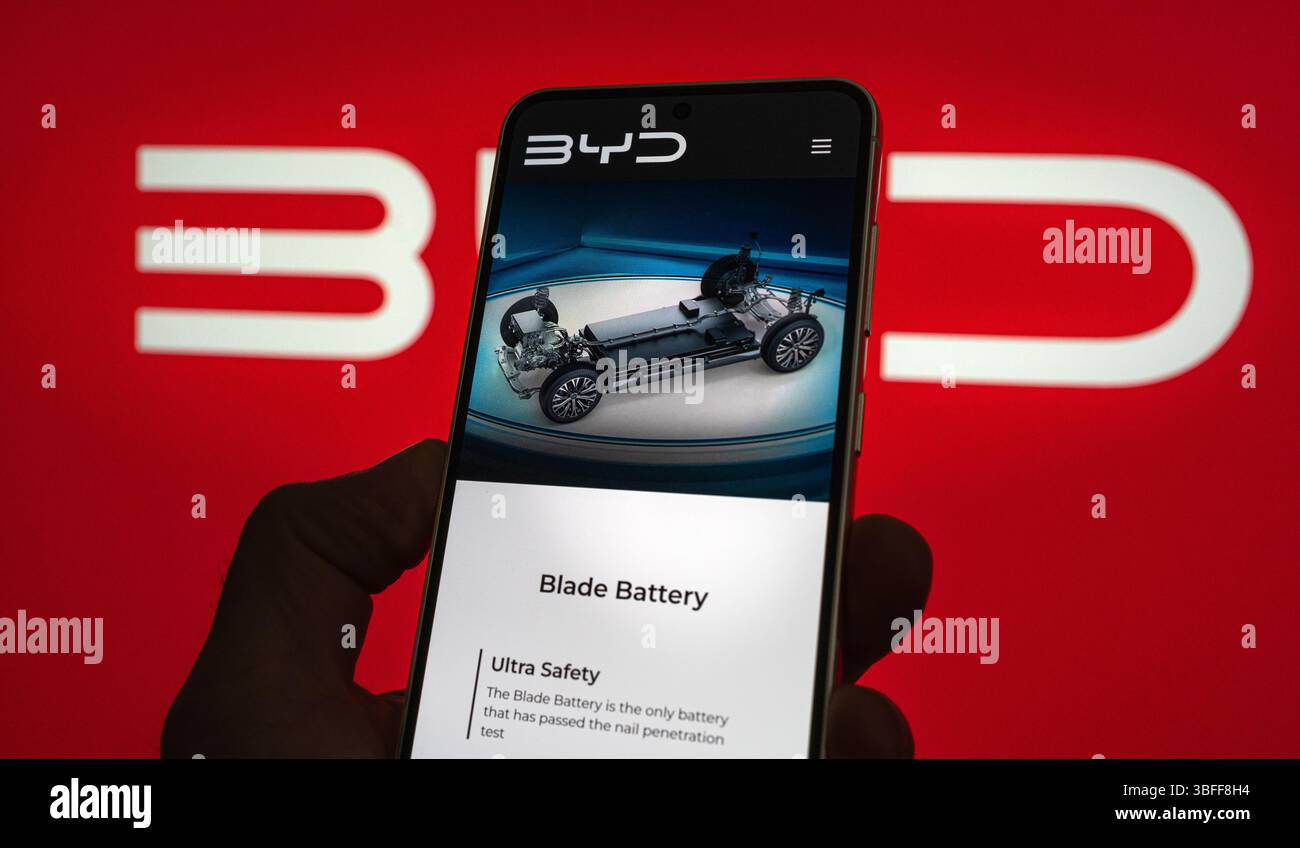 BYD-Blade-Batterie – Sicherheit und Leistung von Elektrofahrzeugen neu definieren“ Stockfoto