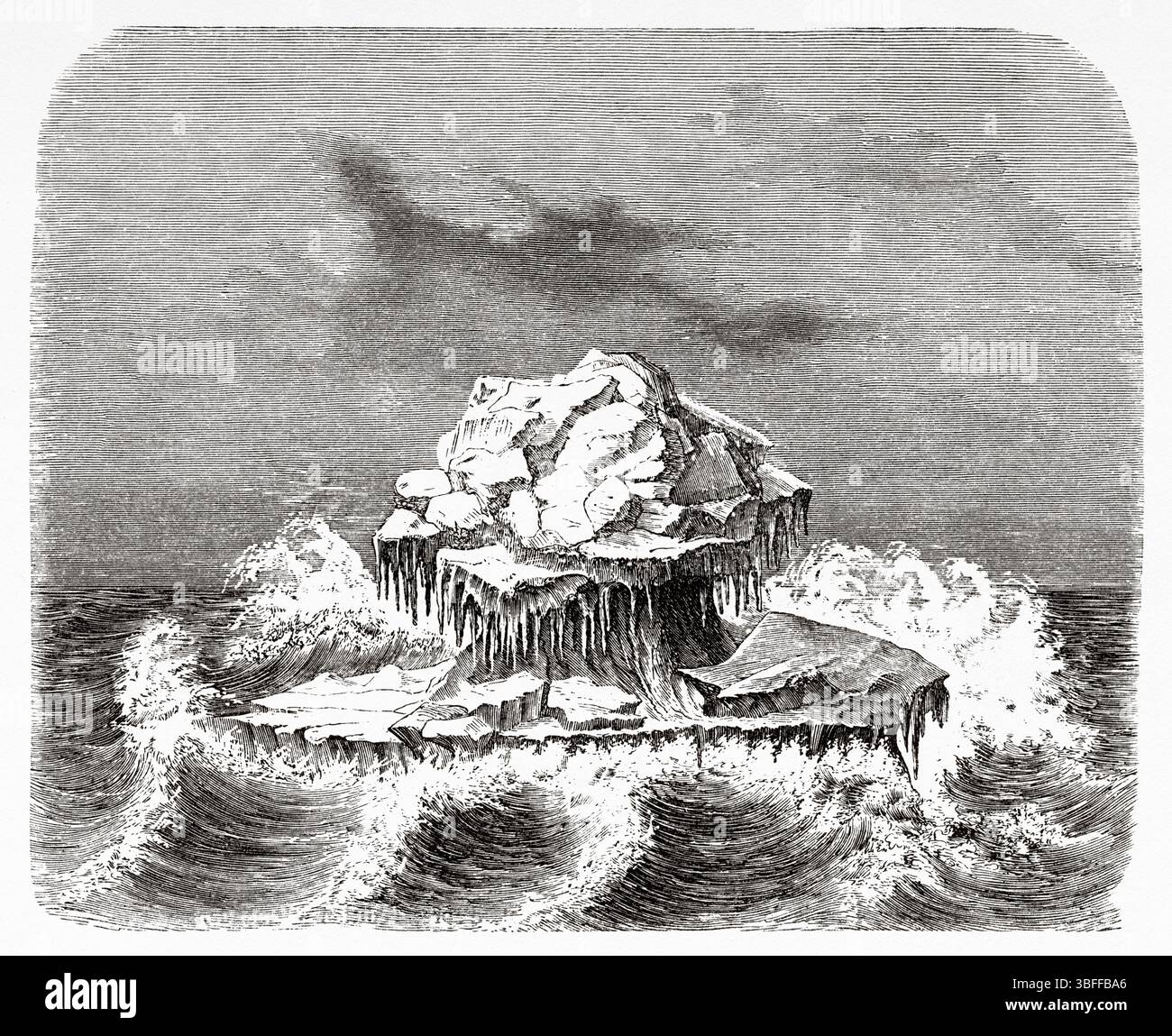 Eisberg, Grönland. Zweite deutsche Nordpolexpedition der Schiffe La Germania und La Hansa 1869-1870 durch Kapitän Paul Friedrich August Hegemann (1836–1913) Le Tour du Monde 1874 Stockfoto