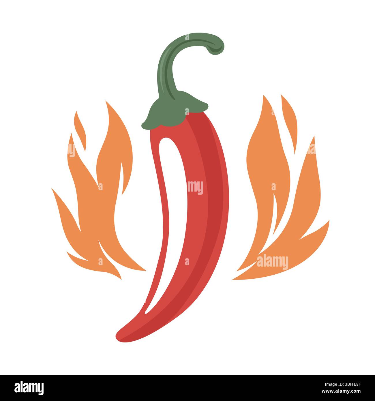 Scharfer Chili-Pfeffer Mit Flammen Hot Sauce Logo. Feurige Chili-Pfeffer-Illustration Für Scharfes Lebensmittel-Branding. Chili Pfeffer Vektor Kunst mit Feuer für heiß Stock Vektor