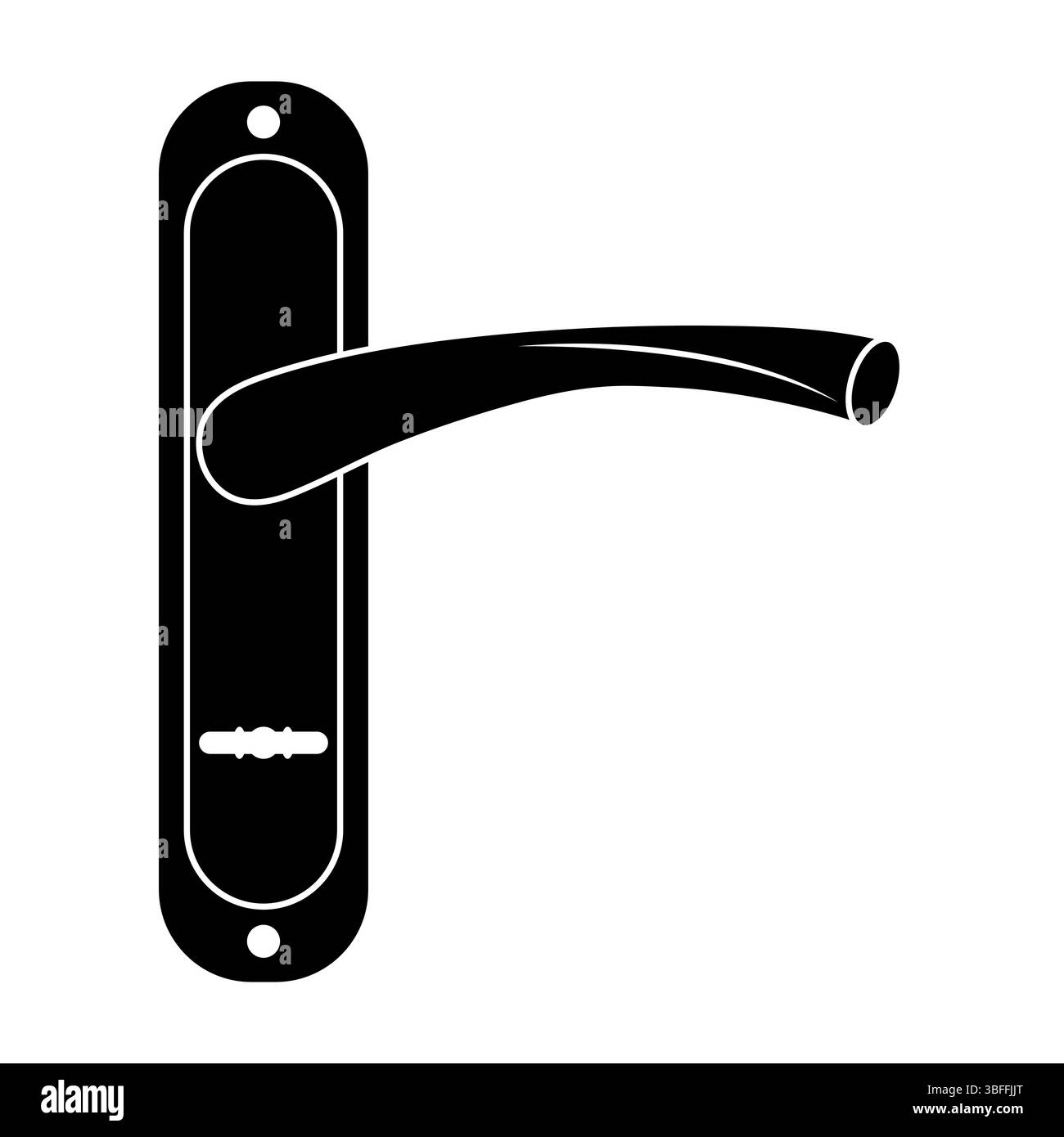 Schwarzer Türgriff Silhouette Vektor-Illustration. Diese Vektor-Illustration zeigt einen eleganten schwarzen Türgriff in einem minimalistischen Silhouettenstil. Stock Vektor