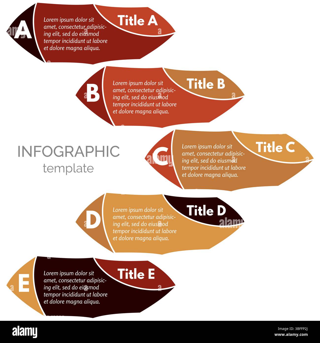 Fünf-Schritte-Infografik-Designelemente. Schritt-für-Schritt-Infografik-Designvorlage. Vektorabbildung Stock Vektor