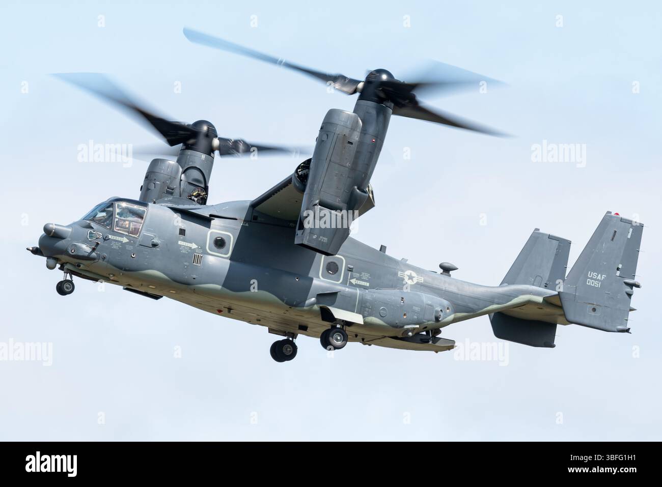 Ein Bell Boeing V-22 Osprey Tiltrotor Militärtransportflugzeug des US Special Operations Command. Stockfoto