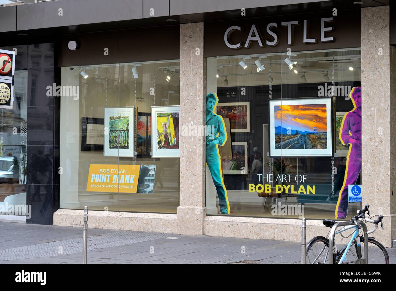 Bob Dylan Kunst zum Verkauf in Castle Fine Art Gallery, Queen Street, Glasgow, Schottland, Vereinigtes Königreich, Europa Stockfoto