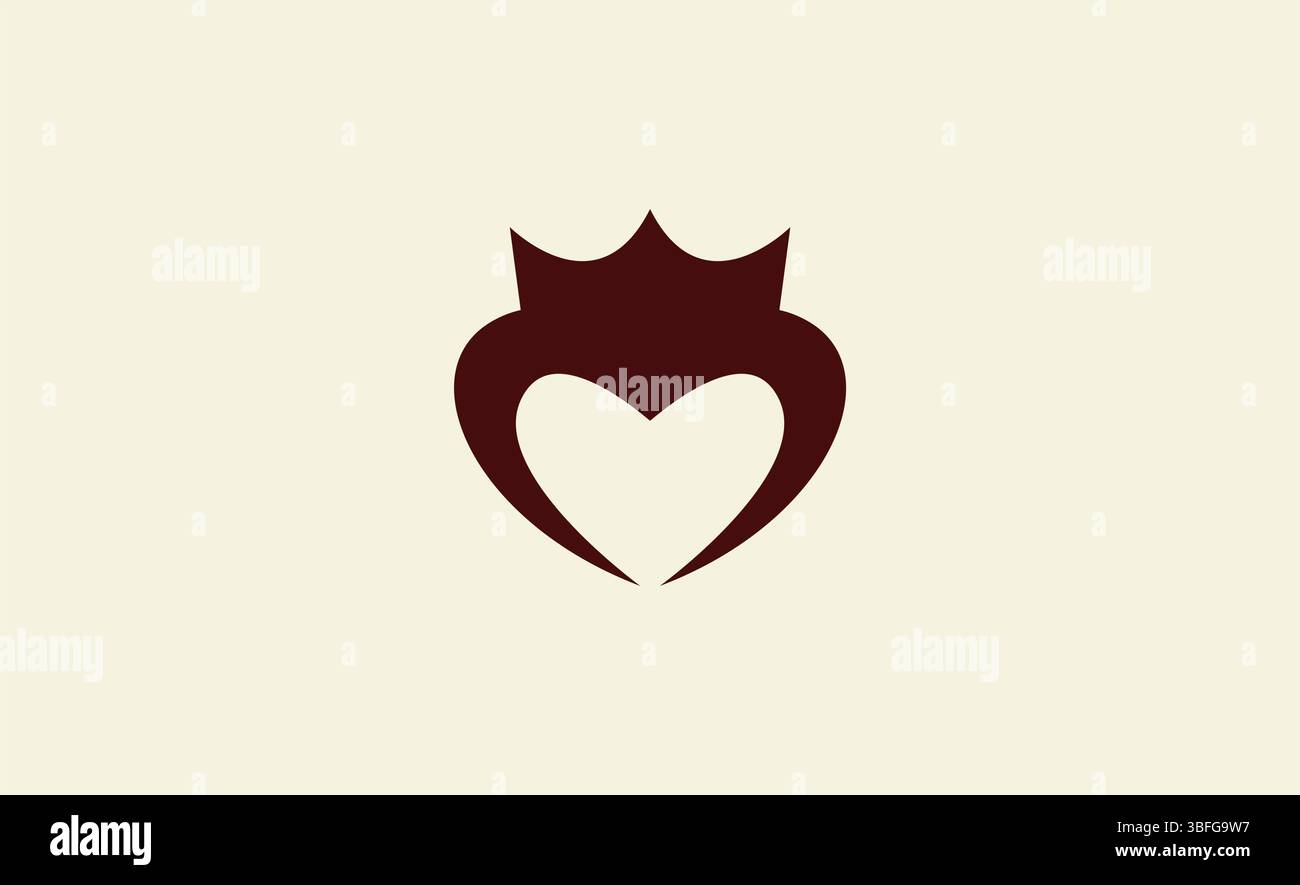 Logo Crown Heart Love. Premium, Emotion, psychische Gesundheit Konzept. Stock Vektor