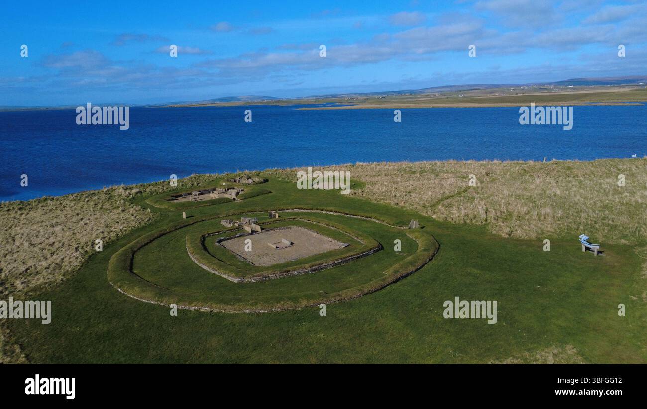 3200 v. Chr. Barnhouse Neolithic Village auf dem Festland Orkney, Schottland Großbritannien Stockfoto