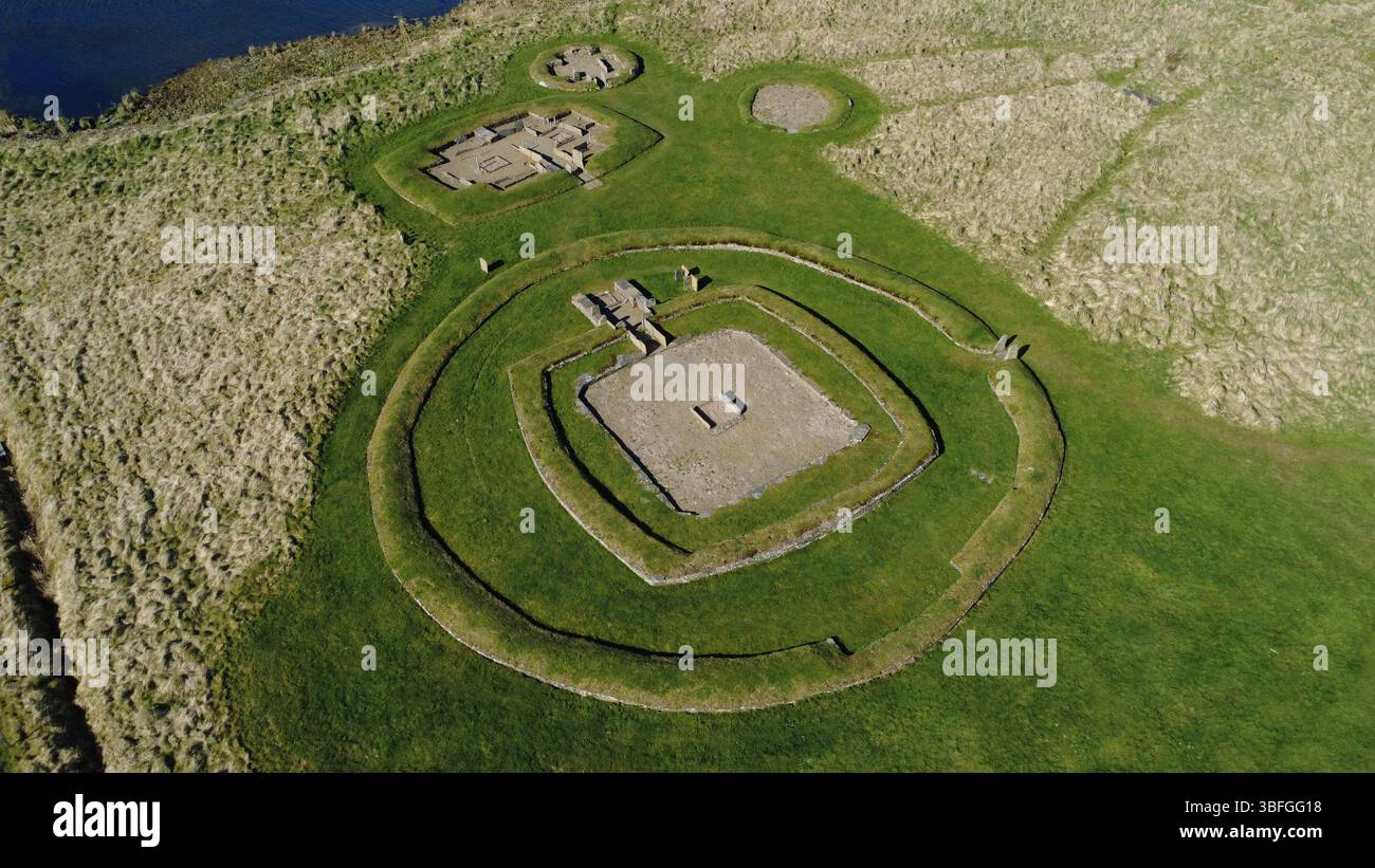 3200 v. Chr. Barnhouse Neolithic Village auf dem Festland Orkney, Schottland Großbritannien Stockfoto