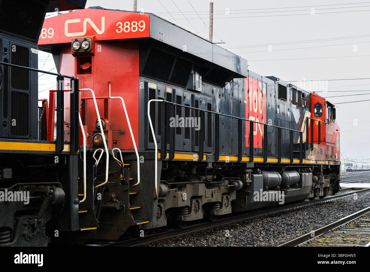 Seattle - 17. Mai 2025; Canadian National CN Lokomotive in 100-jährigem Jubiläum-Lackierung Stockfoto