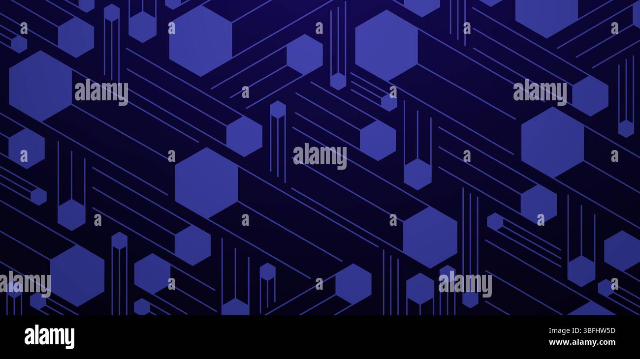 Abstrakte geometrische blaue Hexagons und Linien dunkelblaue Hintergründe für elegante, luxuriöse, strukturierte Tapeten, Hintergründe und Seitenfüllungen Stock Vektor