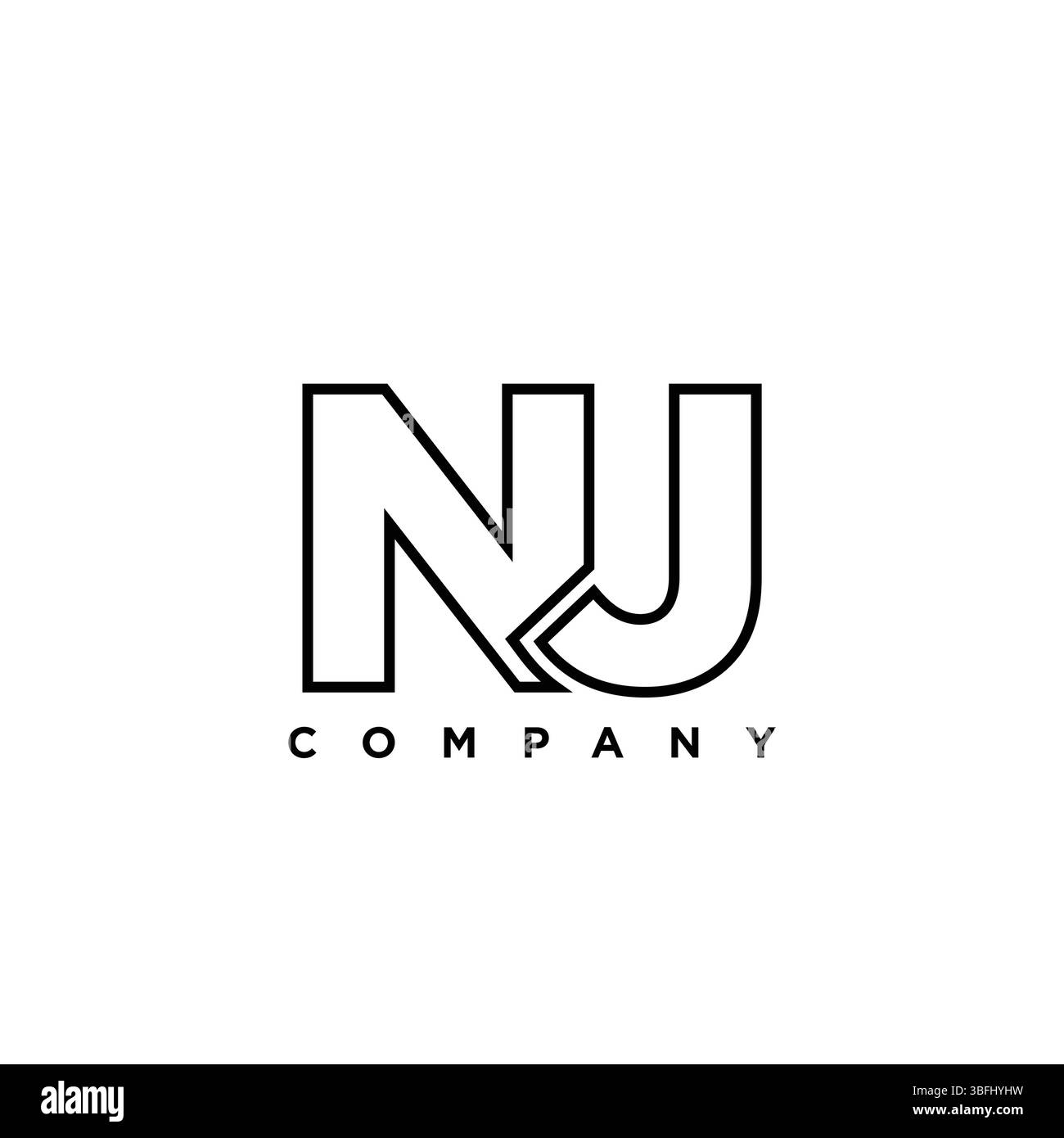Trendige Designvorlage für Buchstaben N und J, NJ-Logo. Minimaler Monogramm-Initiallogotyp für die Unternehmensidentität. Stock Vektor
