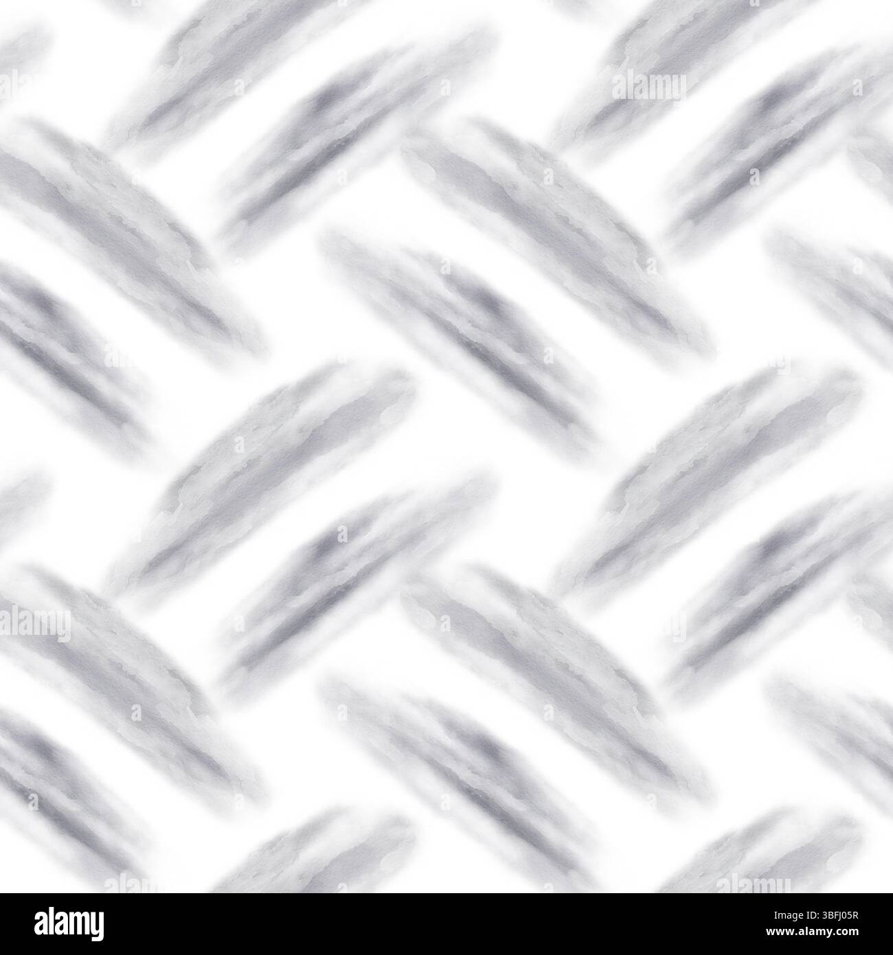 Nahtloses Muster von grauen Aquarellflecken. Abstrakte Illustration. Geometrisches Muster. Durchscheinende Streifen. Vom Hintergrund isoliert. Handzeichnung Stockfoto