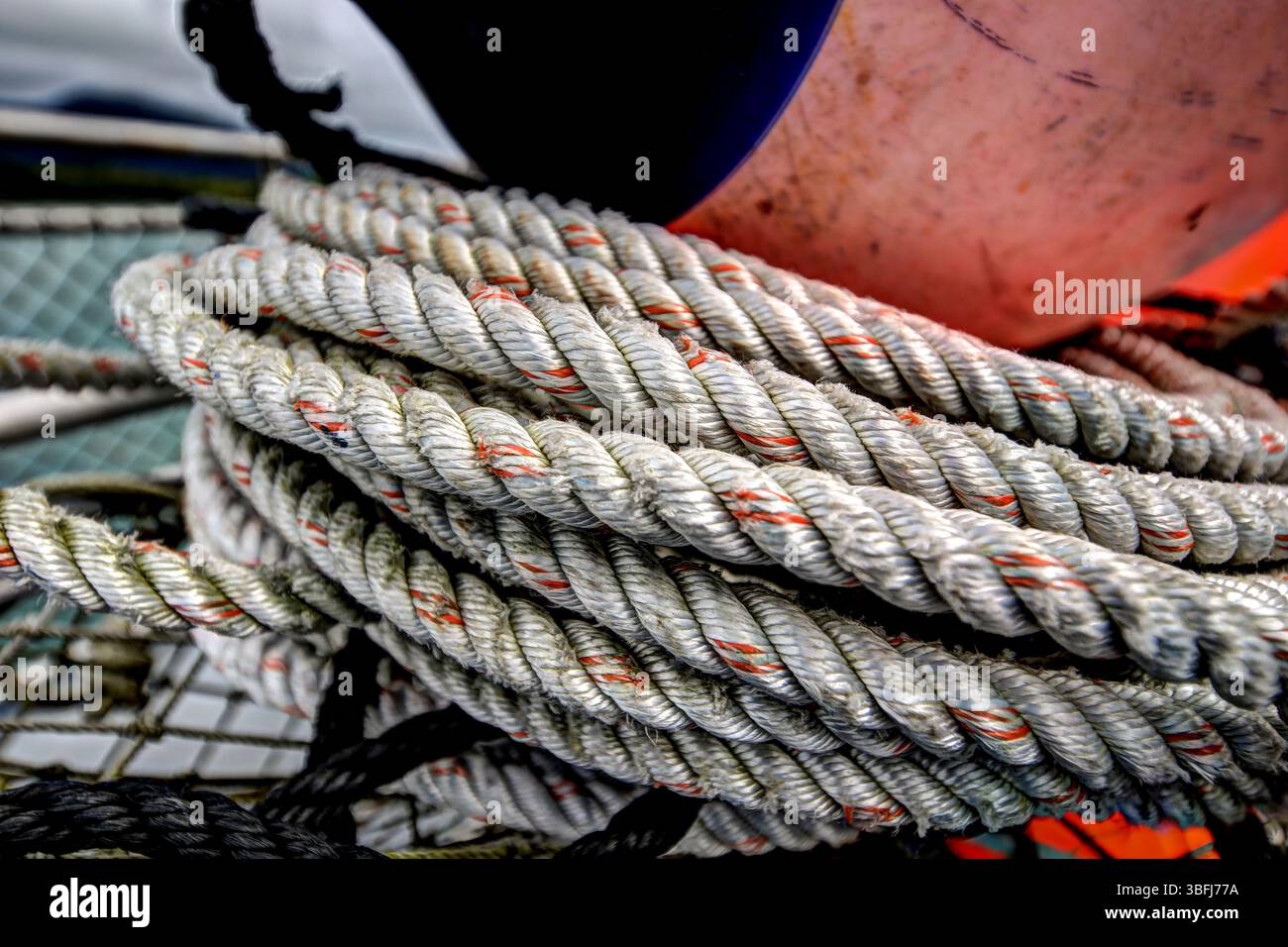 Seil, Netze und Fallen an Bord eines Hummerbootes in Ketchikan Alaska Stockfoto