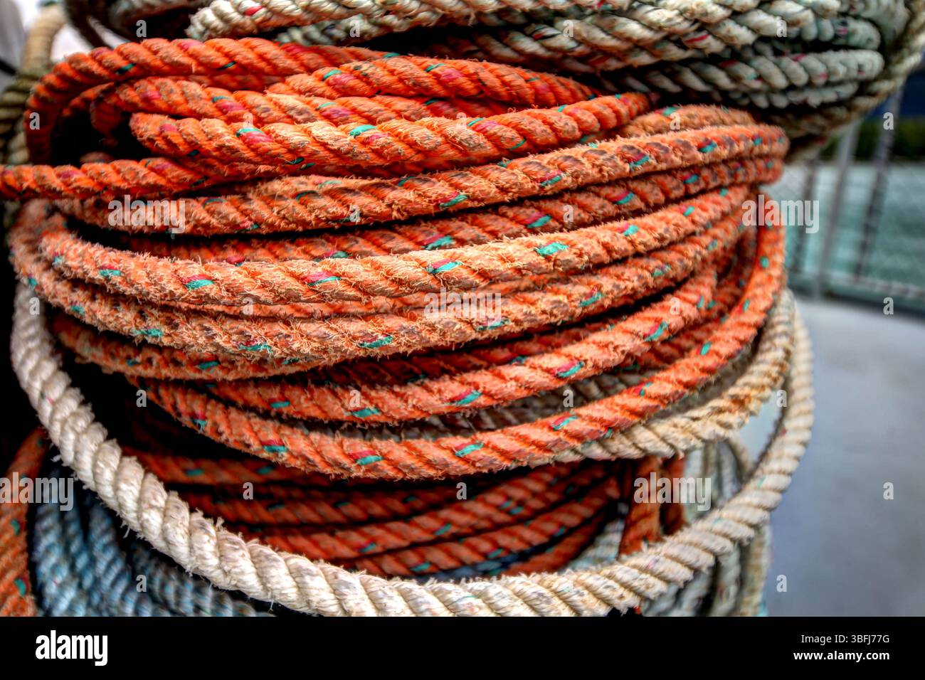 Seil, Netze und Fallen an Bord eines Hummerbootes in Ketchikan Alaska Stockfoto