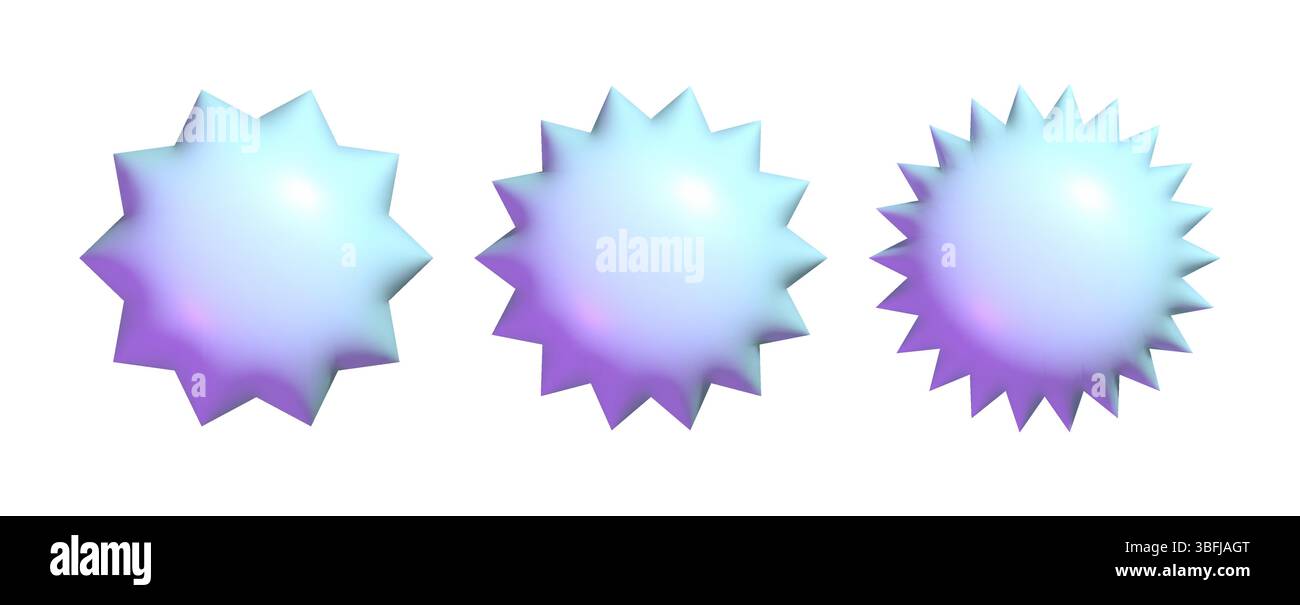 3D-Starburst-Badge-Set. Realistische, glänzende blaue Taste. Leerer Verkaufsaufkleber Stock Vektor